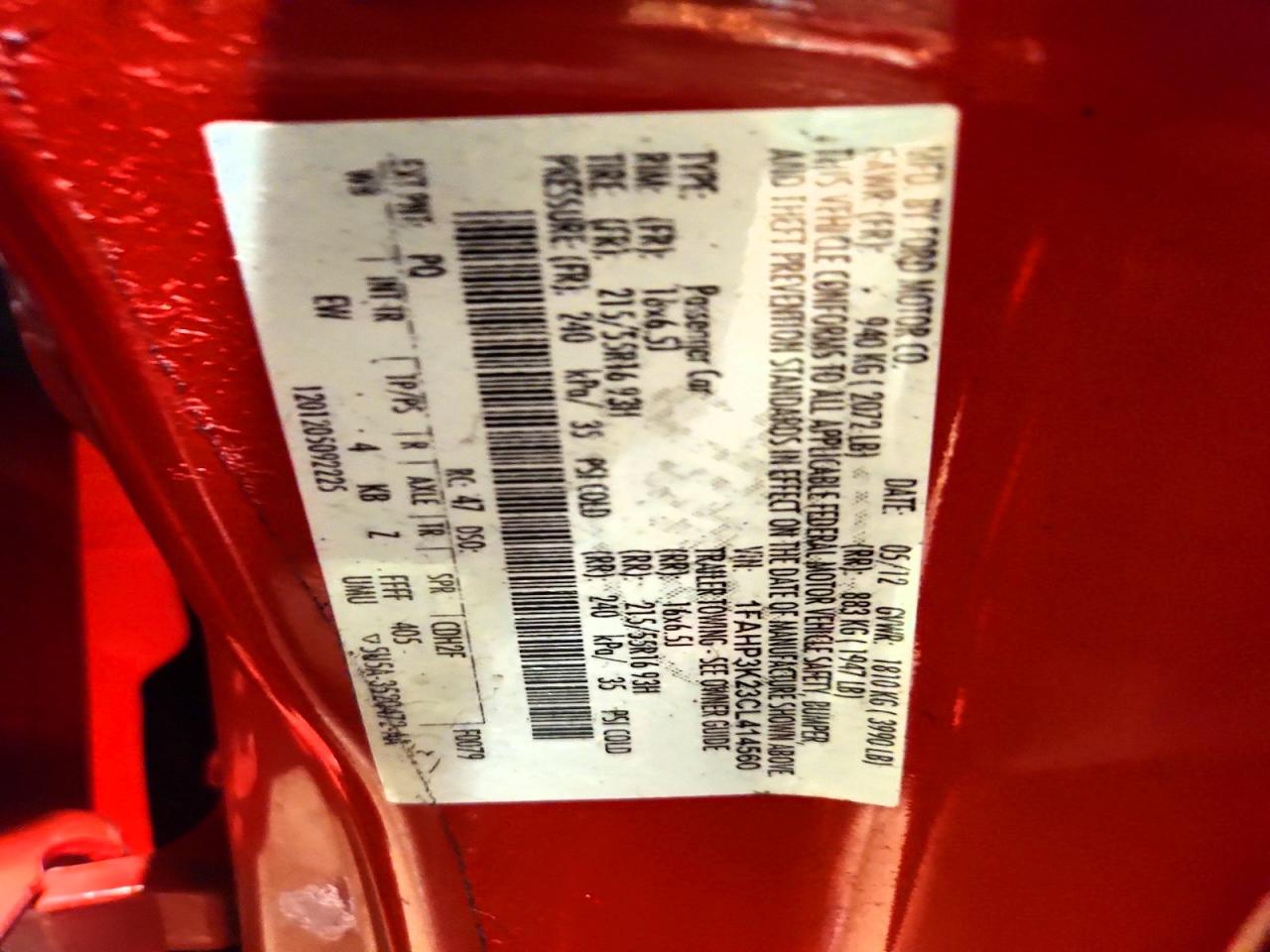 2012 Ford Focus Se Red vin: 1FAHP3K23CL414560