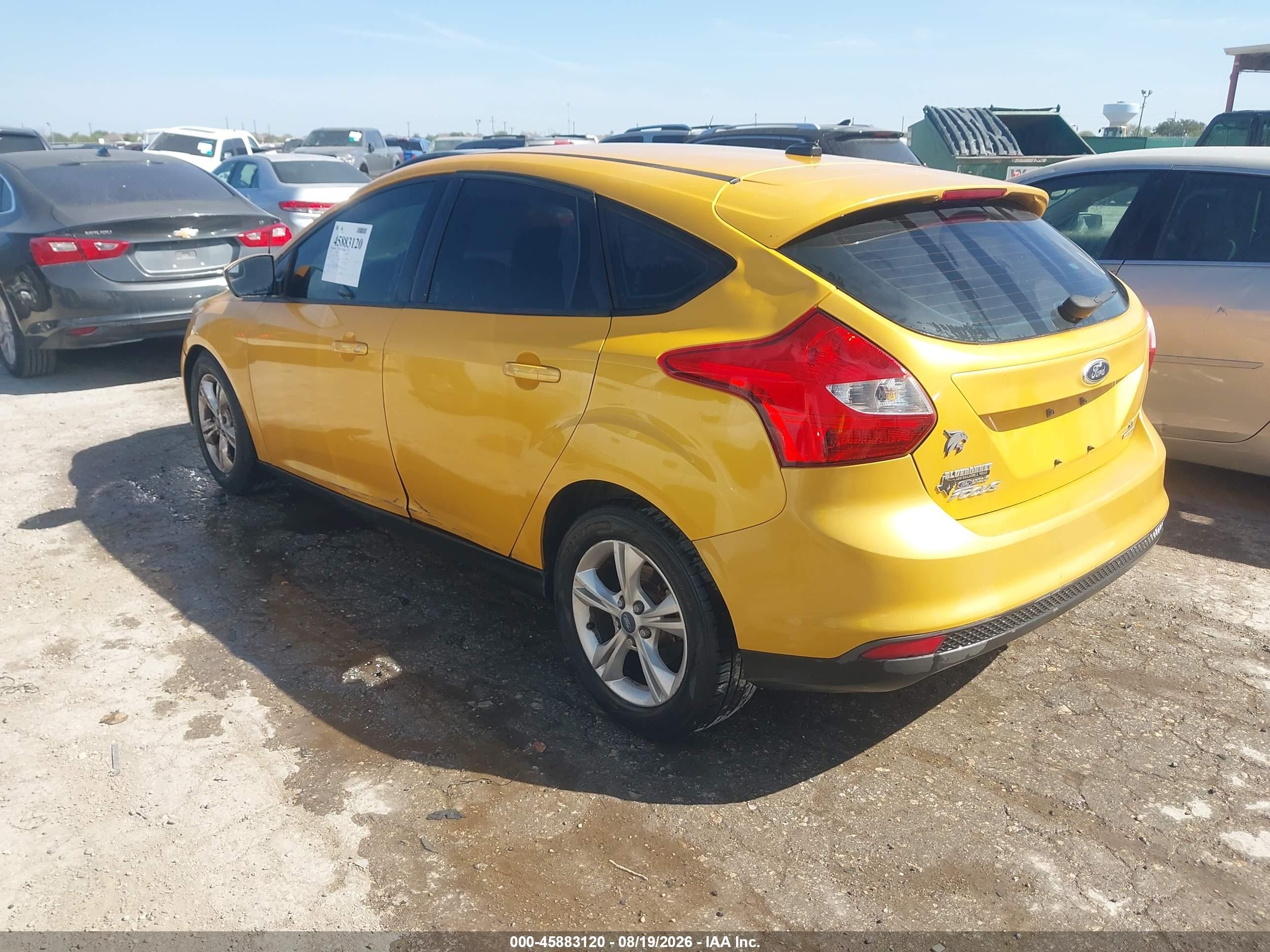 2012 Ford Focus Se Yellow vin: 1FAHP3K23CL435053