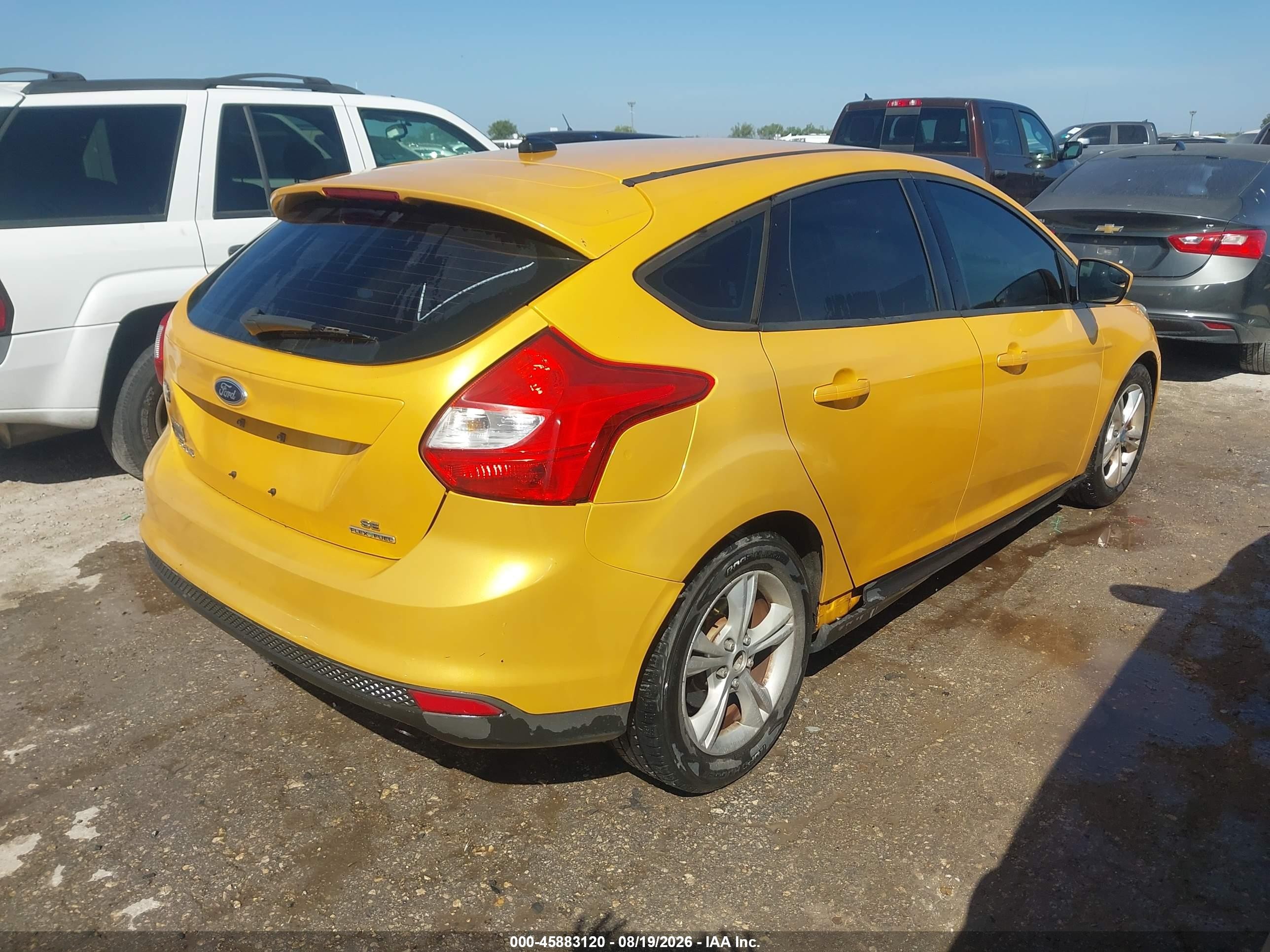 2012 Ford Focus Se Yellow vin: 1FAHP3K23CL435053