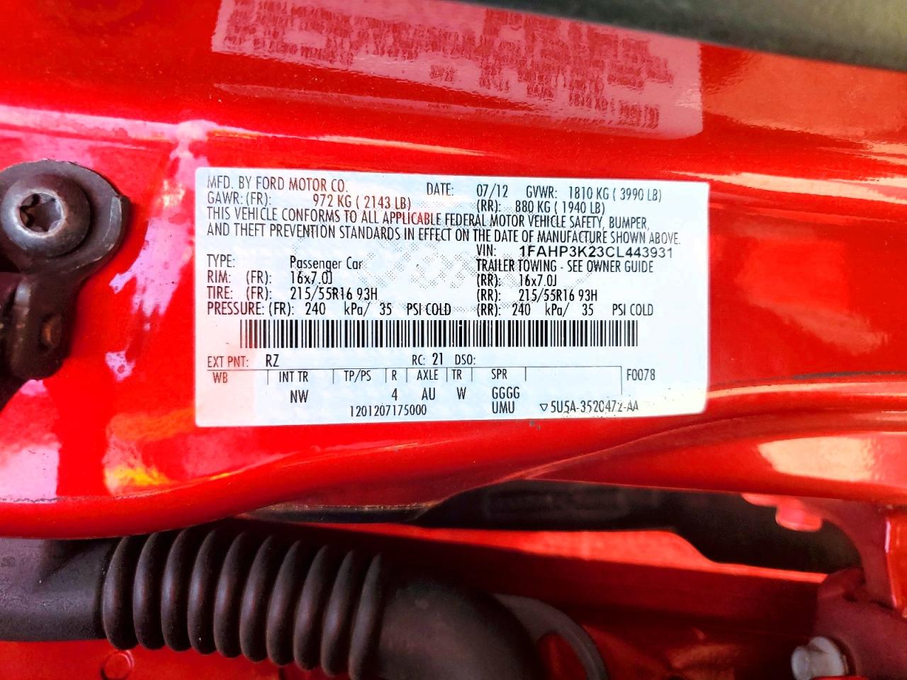 2012 Ford Focus Se Red vin: 1FAHP3K23CL443931