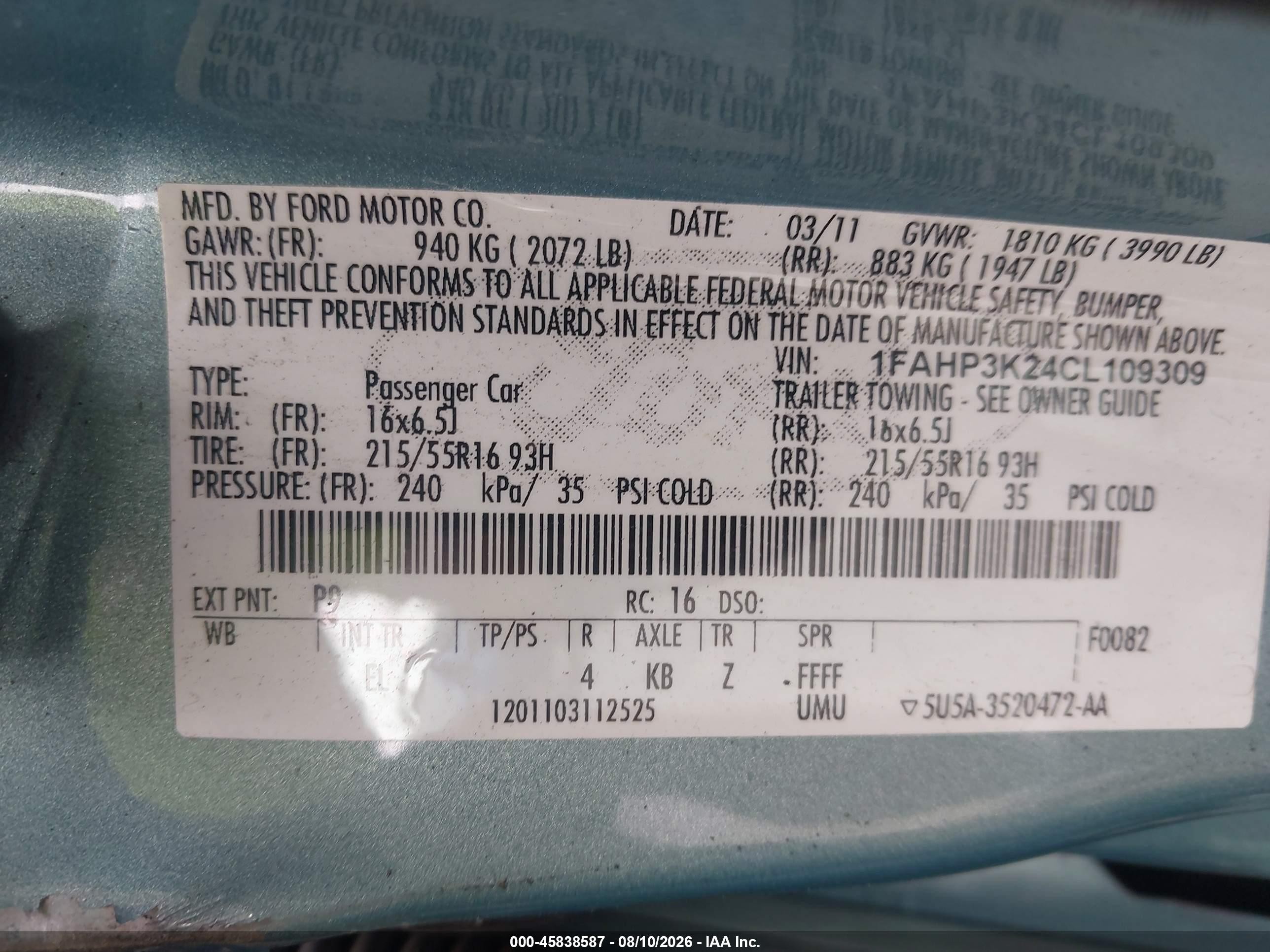 2012 Ford Focus Se Green vin: 1FAHP3K24CL109309