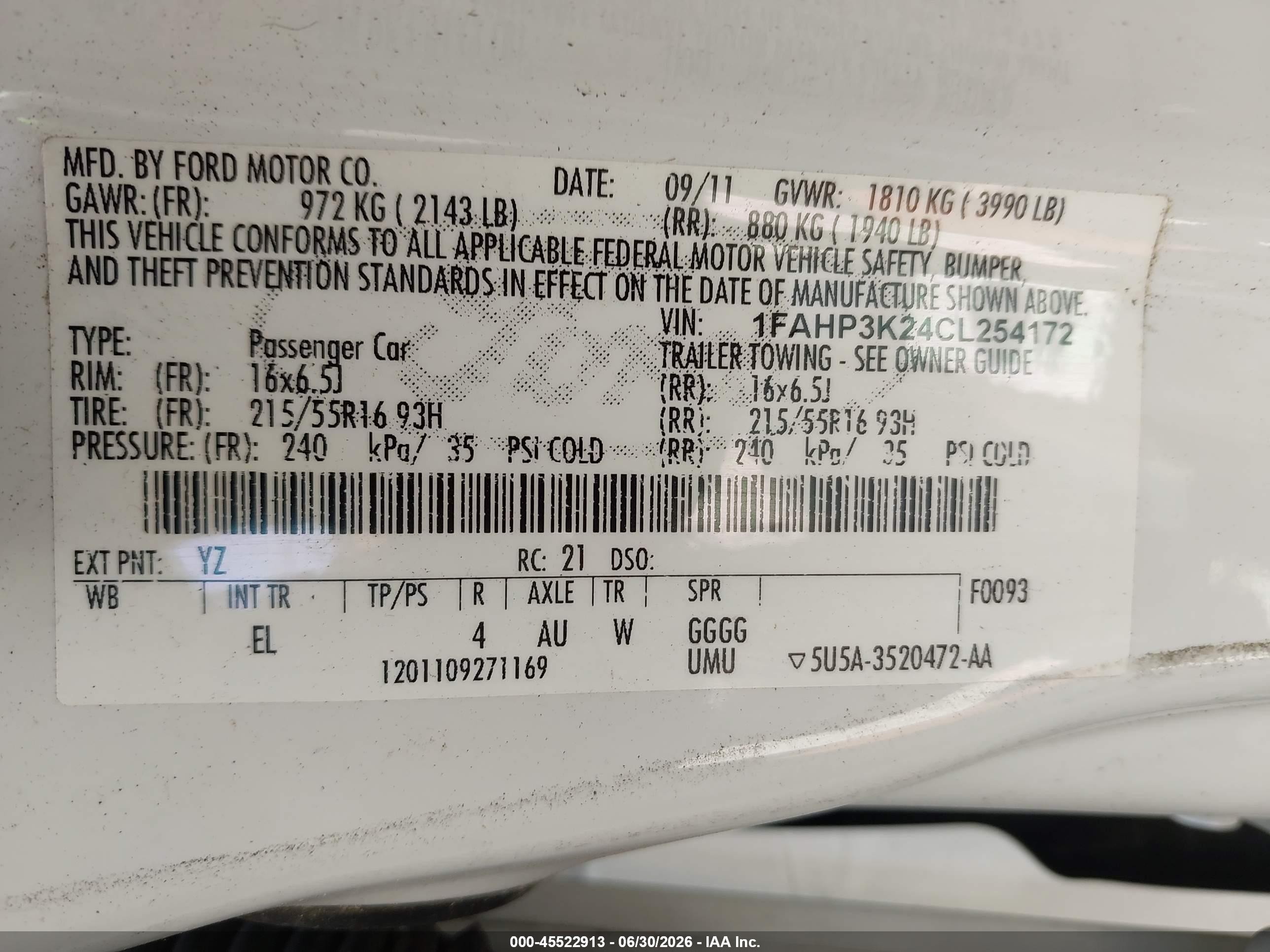 2012 Ford Focus Se Белый vin: 1FAHP3K24CL254172