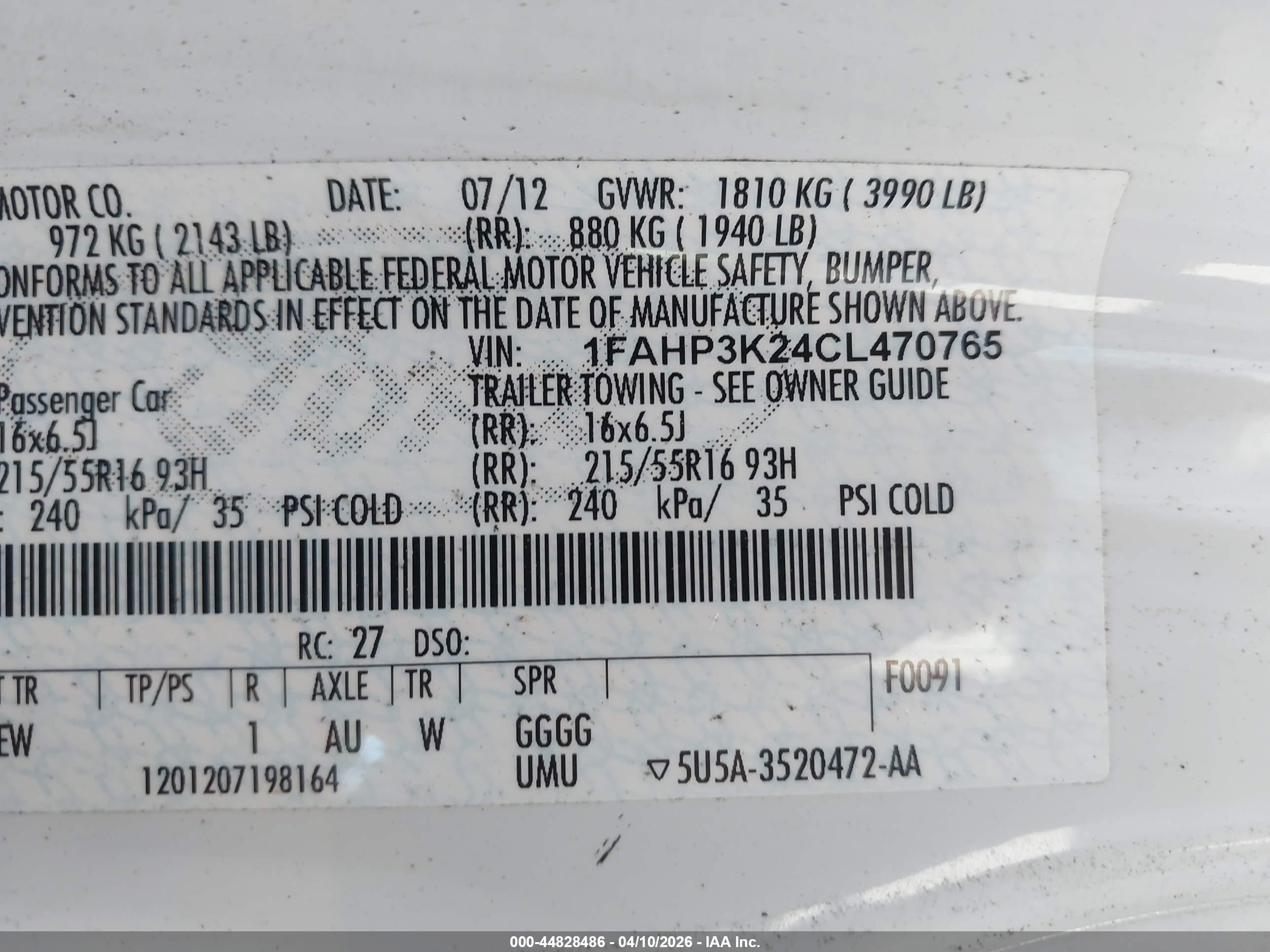 2012 Ford Focus Se White vin: 1FAHP3K24CL470765