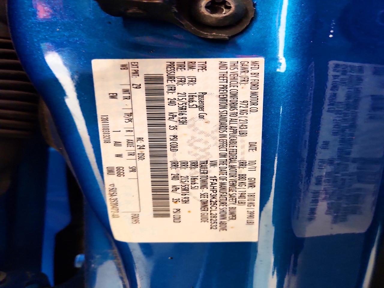 2012 Ford Focus Se Blue vin: 1FAHP3K25CL282532