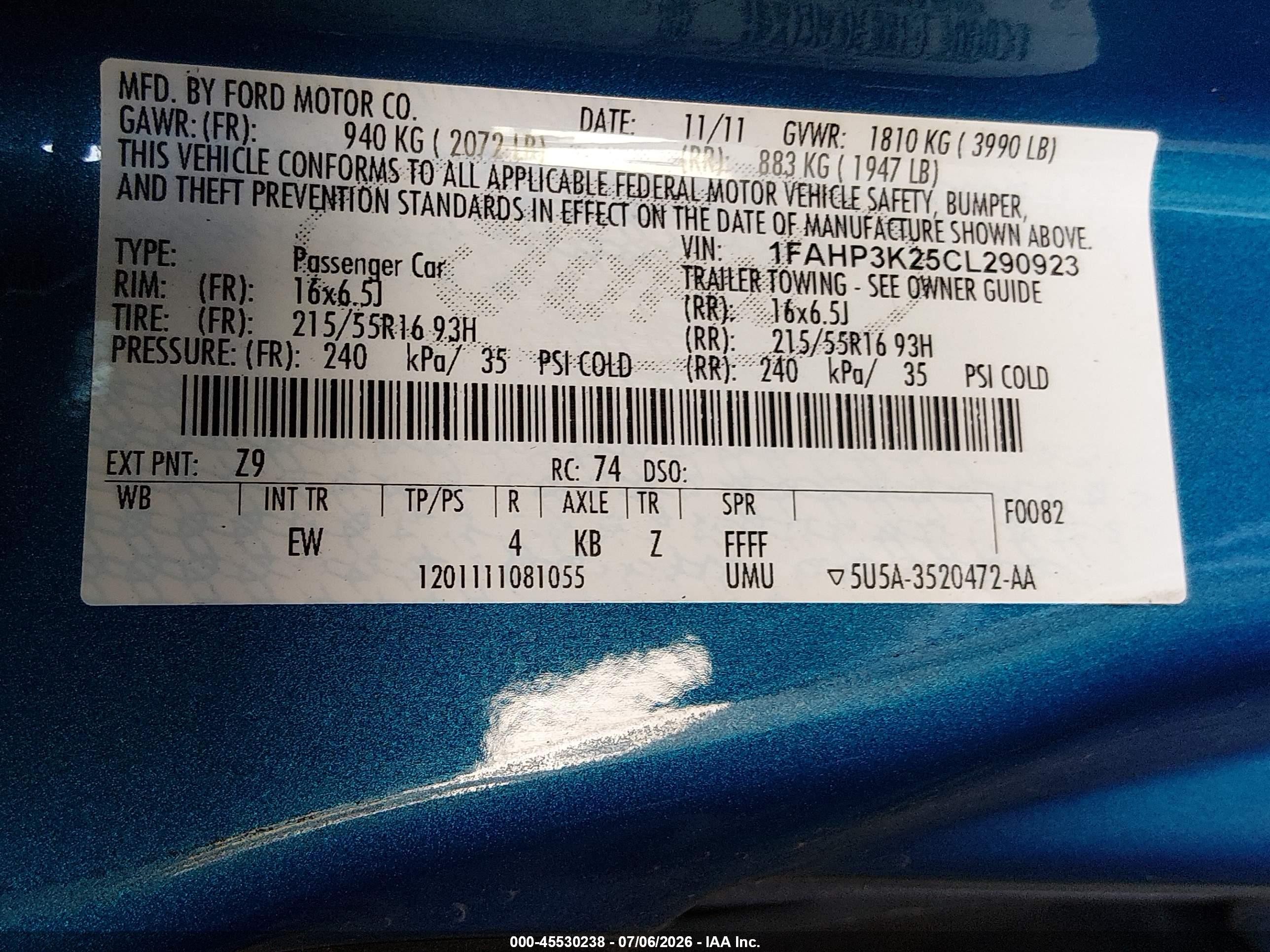 2012 Ford Focus Se Синий vin: 1FAHP3K25CL290923