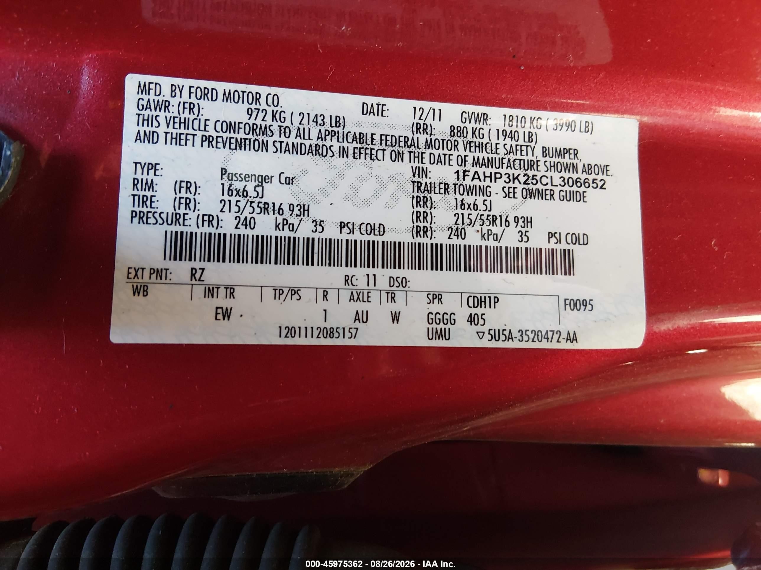 2012 Ford Focus Se Red vin: 1FAHP3K25CL306652