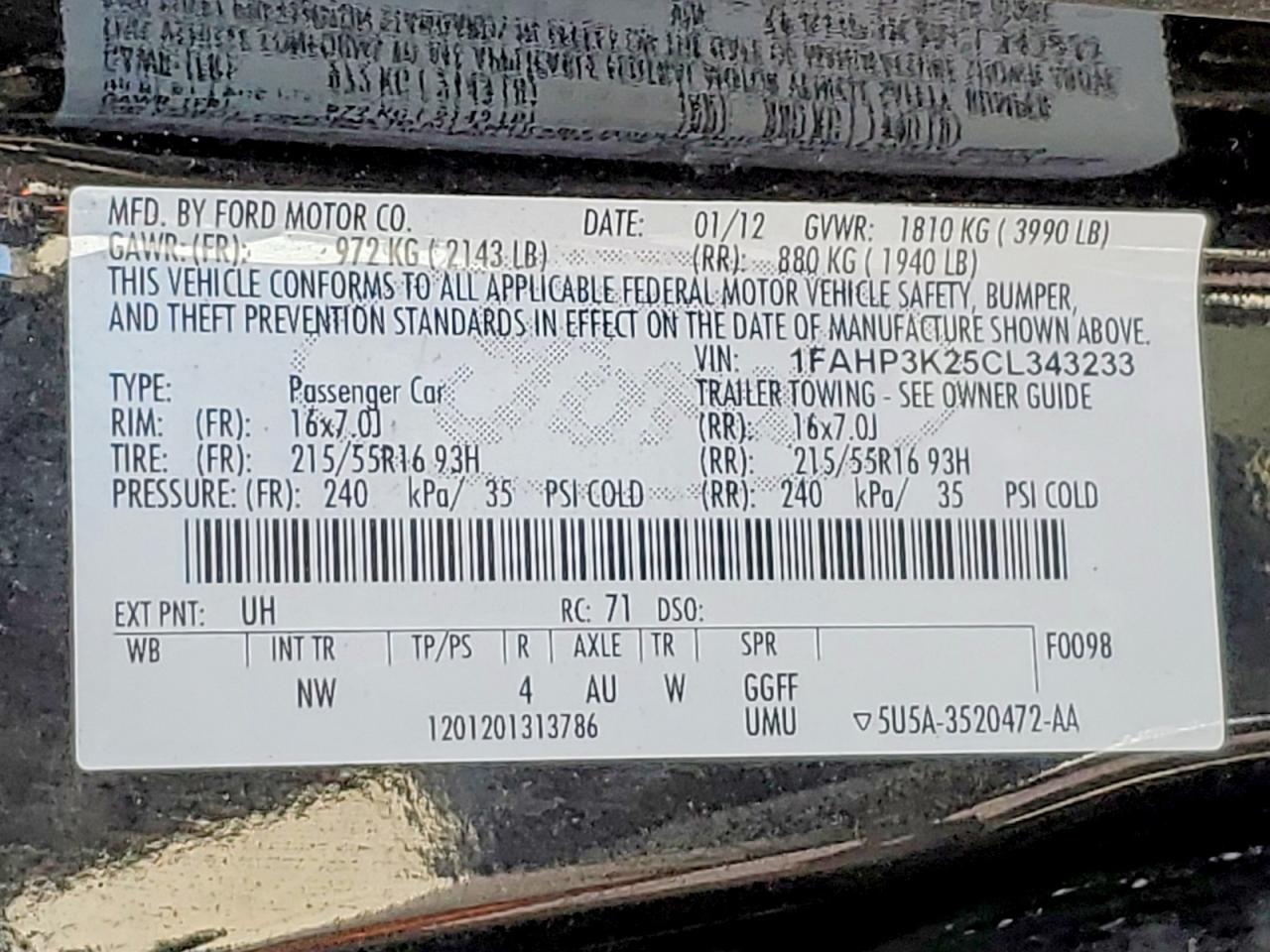 2012 Ford Focus Se Black vin: 1FAHP3K25CL343233