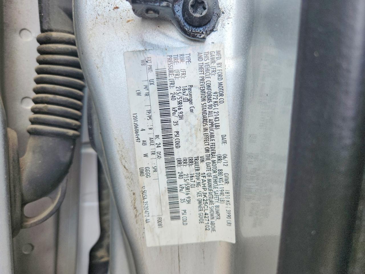 2012 Ford Focus Se Silver vin: 1FAHP3K25CL427102