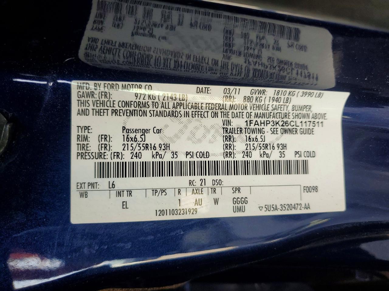 2012 Ford Focus Se Blue vin: 1FAHP3K26CL117511