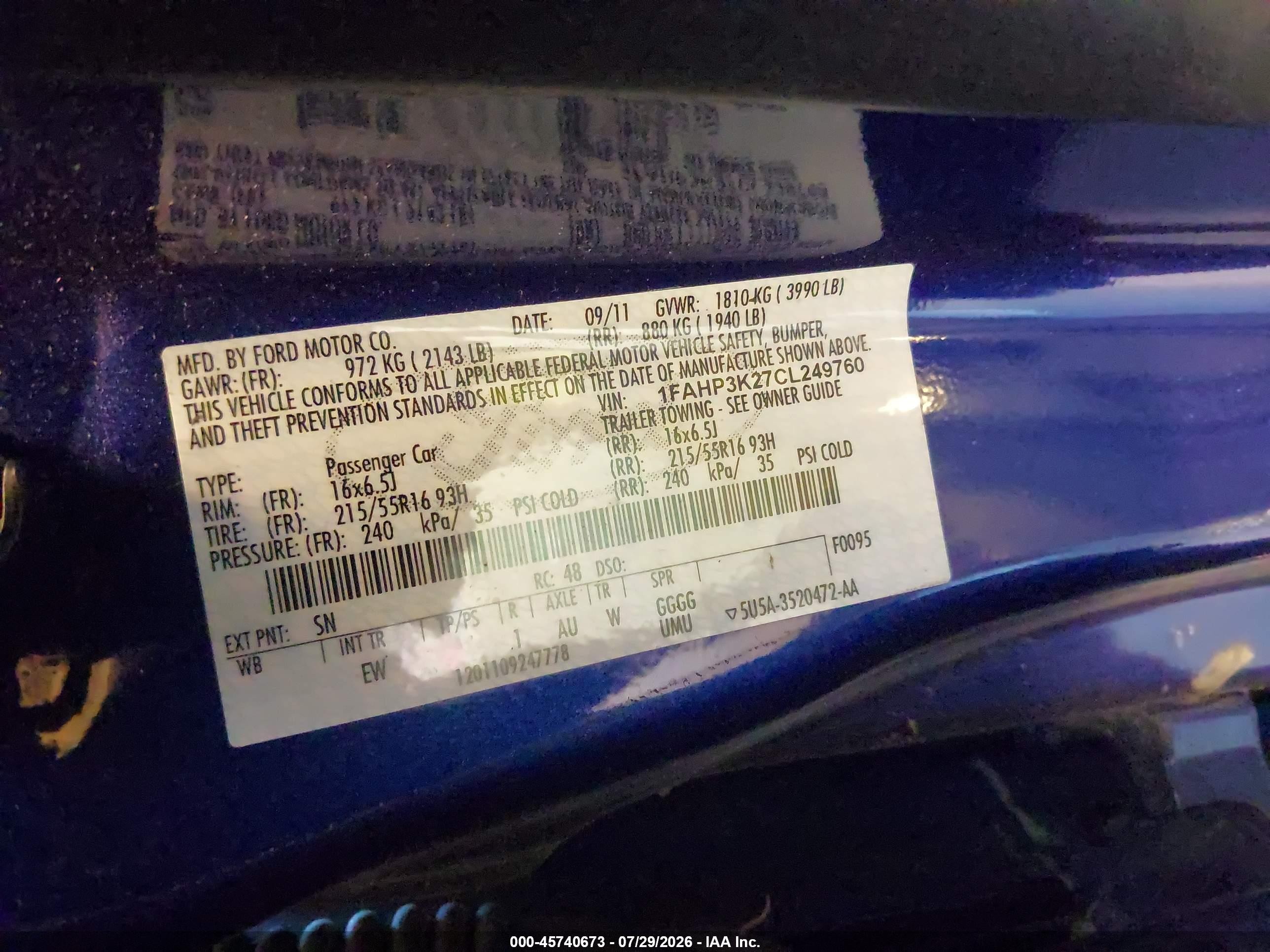2012 Ford Focus Se Blue vin: 1FAHP3K27CL249760