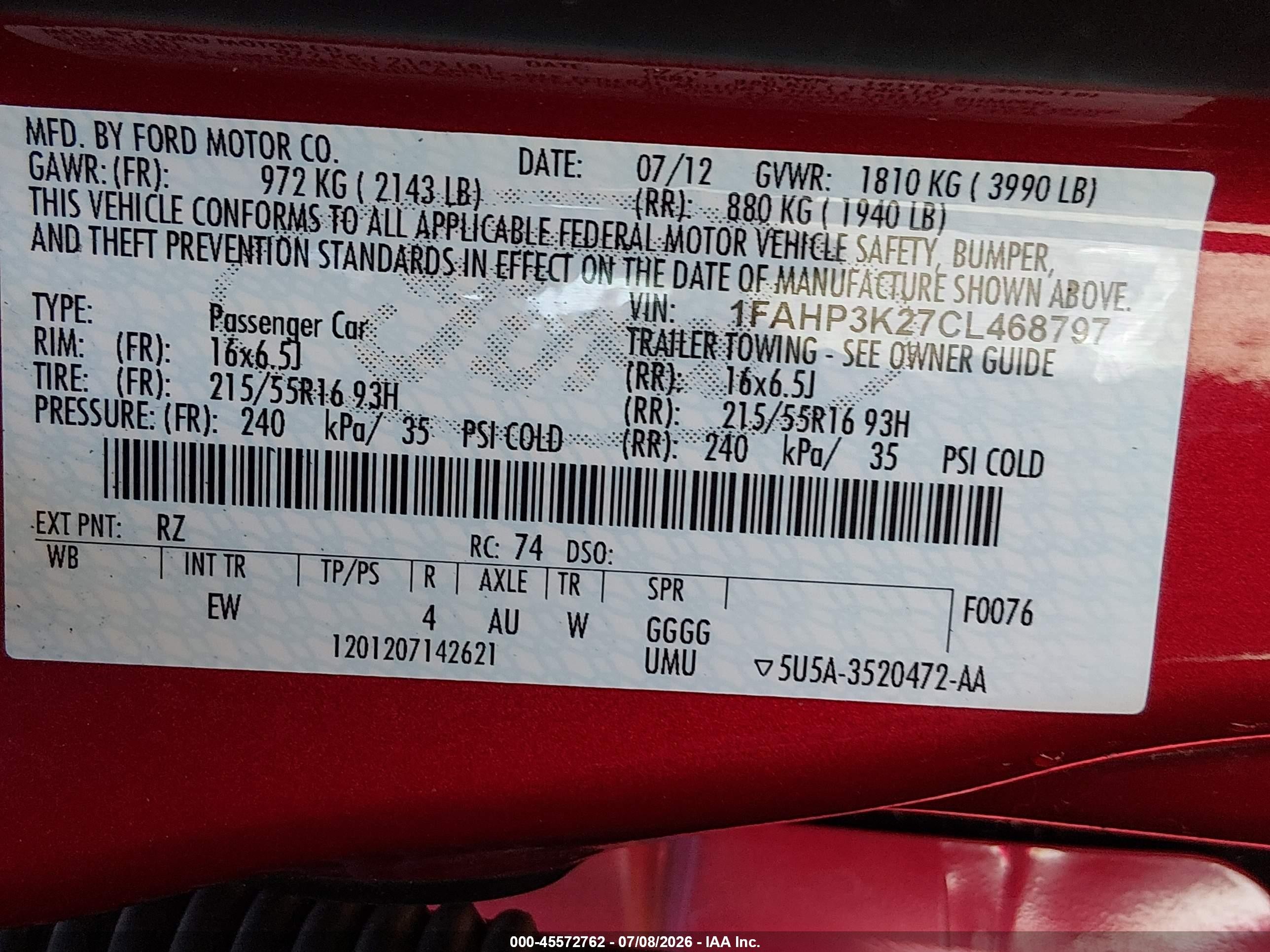2012 Ford Focus Se Red vin: 1FAHP3K27CL468797