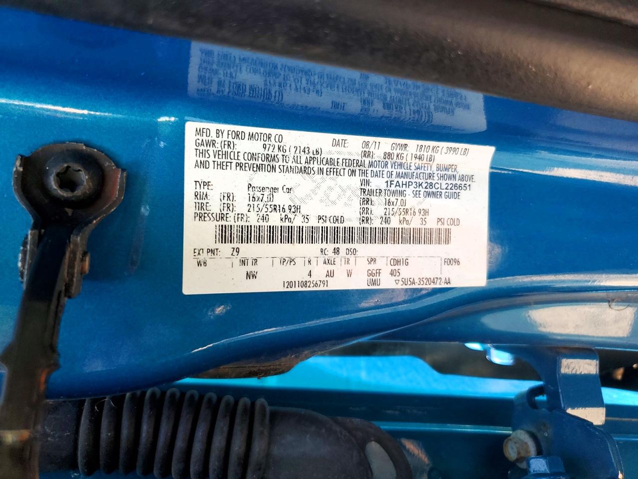 2012 Ford Focus Se Blue vin: 1FAHP3K28CL226651
