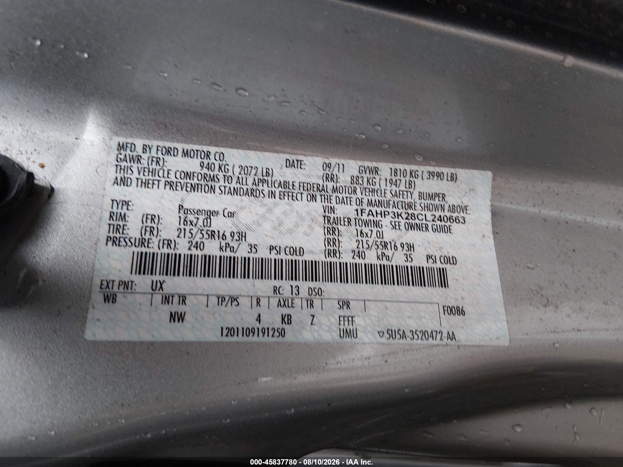 2012 Ford Focus Se Silver vin: 1FAHP3K28CL240663