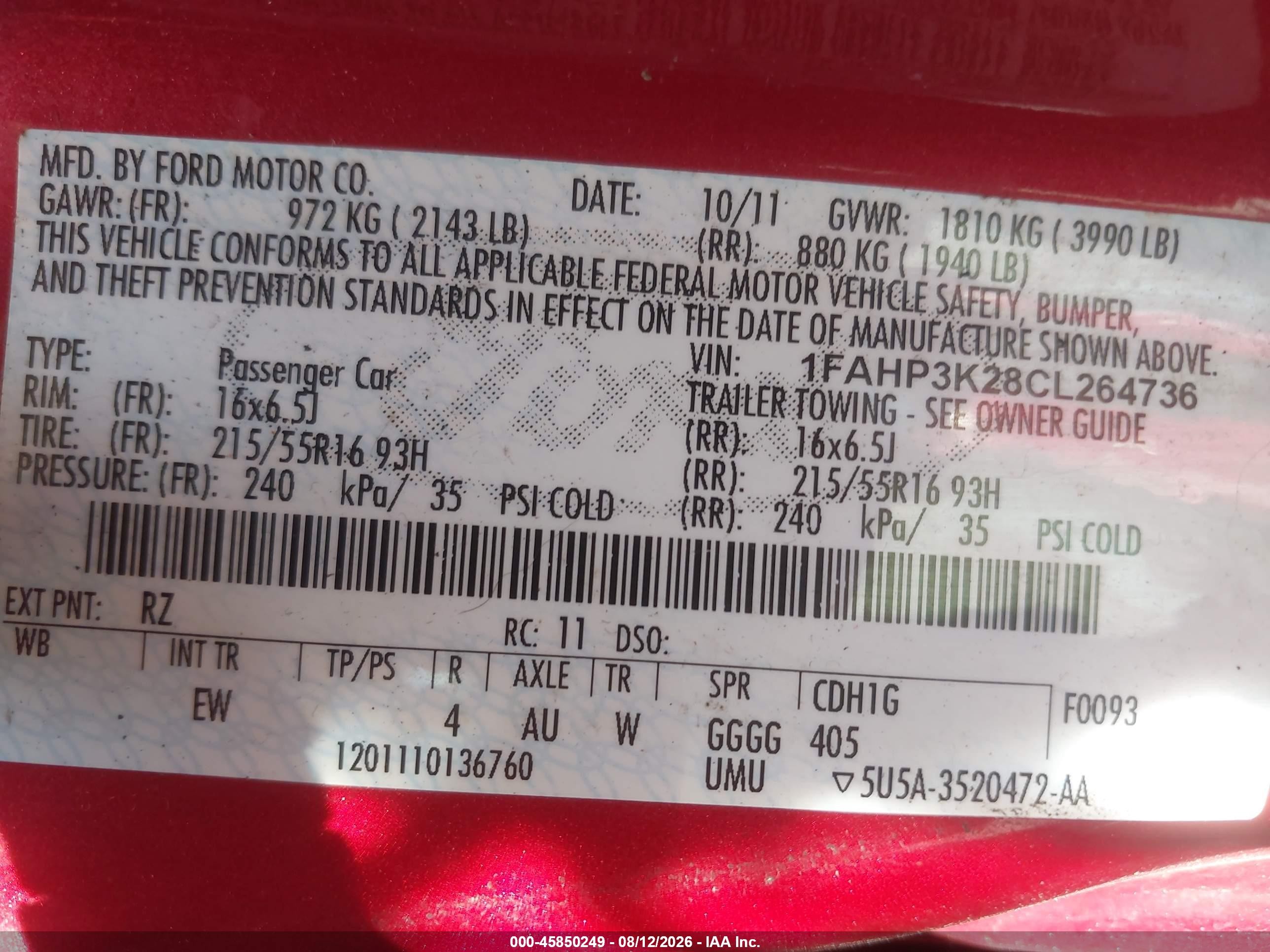 2012 Ford Focus Se Red vin: 1FAHP3K28CL264736