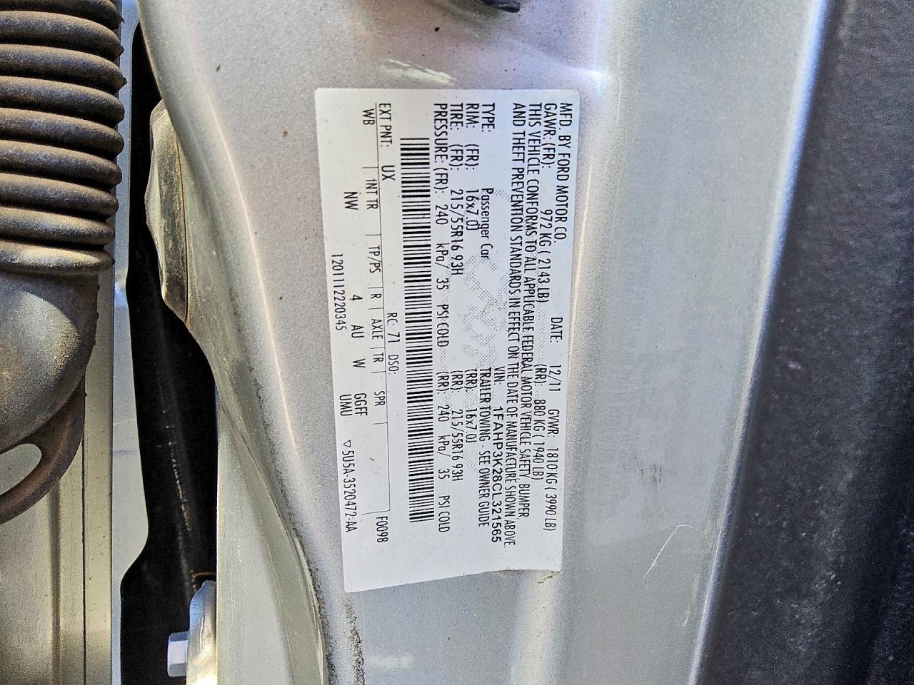 2012 Ford Focus Se Silver vin: 1FAHP3K28CL321565