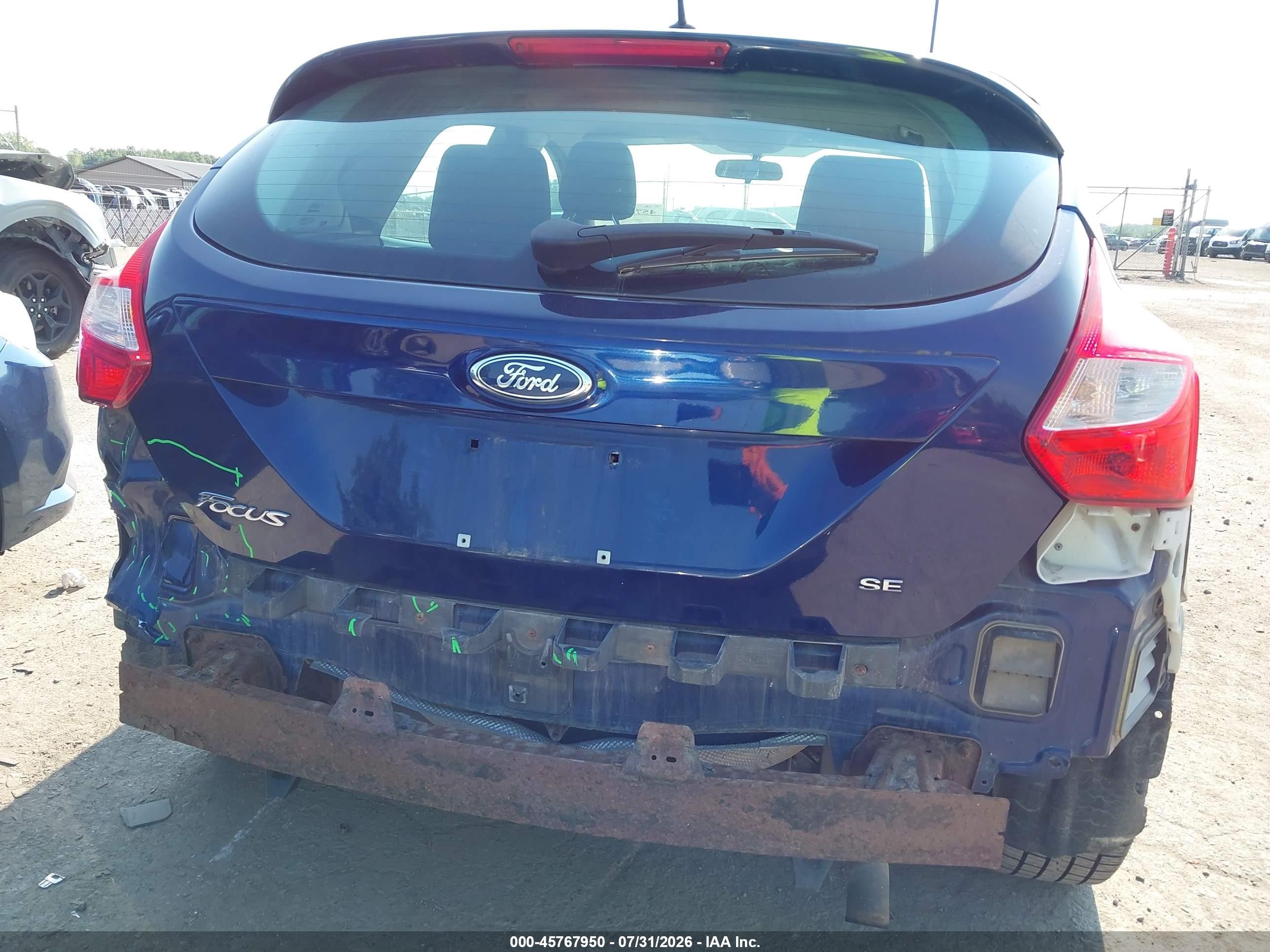 2012 Ford Focus Se Blue vin: 1FAHP3K29CL139244