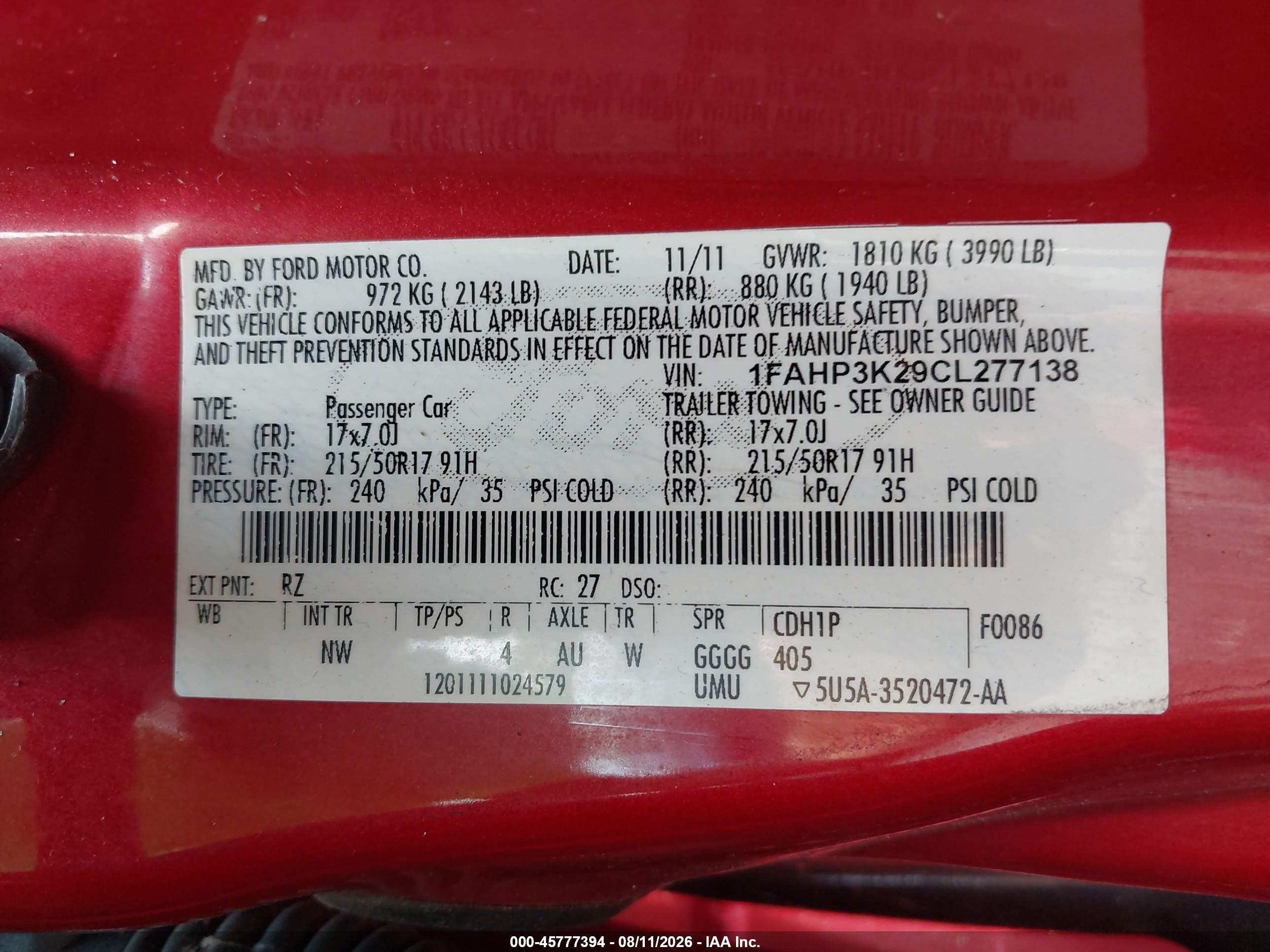 2012 Ford Focus Se Красный vin: 1FAHP3K29CL277138