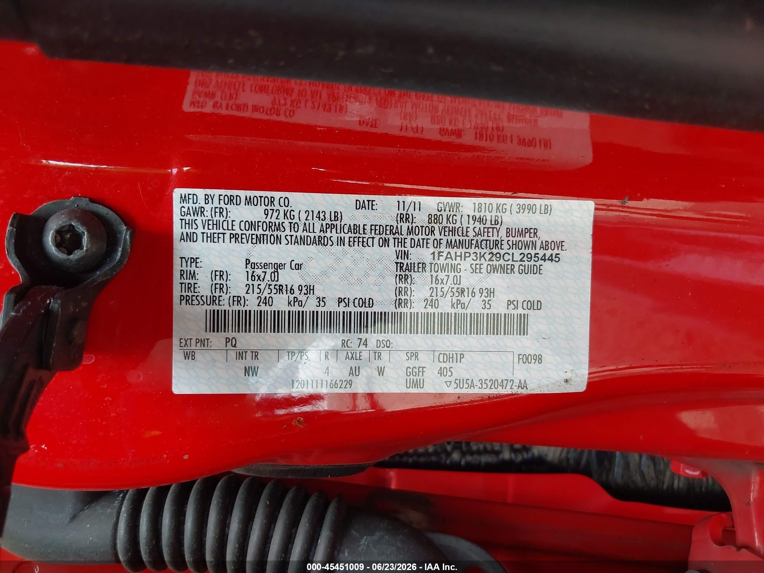 2012 Ford Focus Se Red vin: 1FAHP3K29CL295445