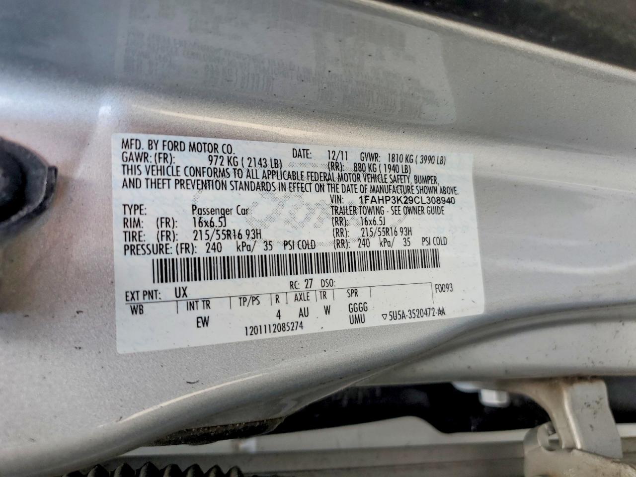 2012 Ford Focus Se Silver vin: 1FAHP3K29CL308940