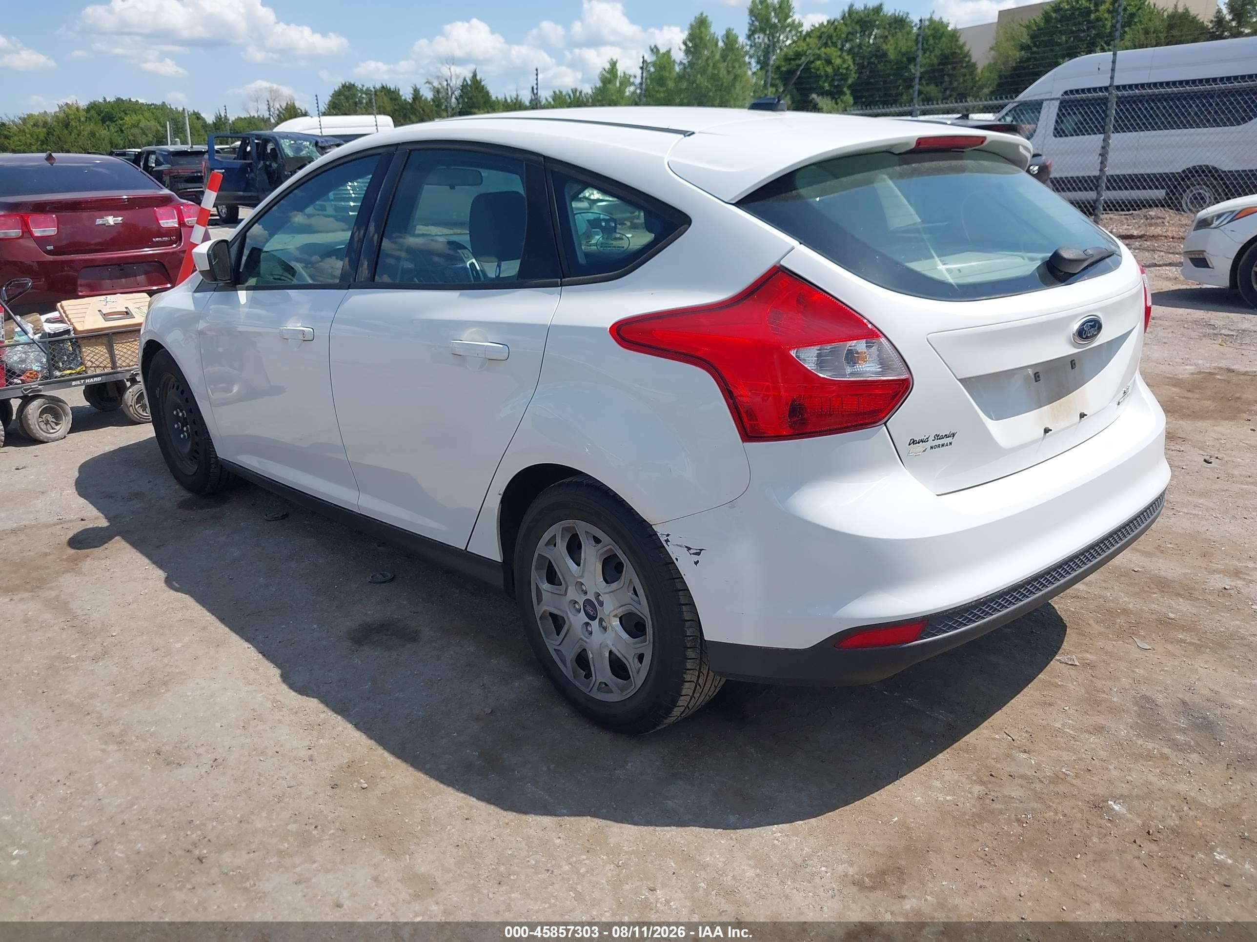 2012 Ford Focus Se White vin: 1FAHP3K29CL366367