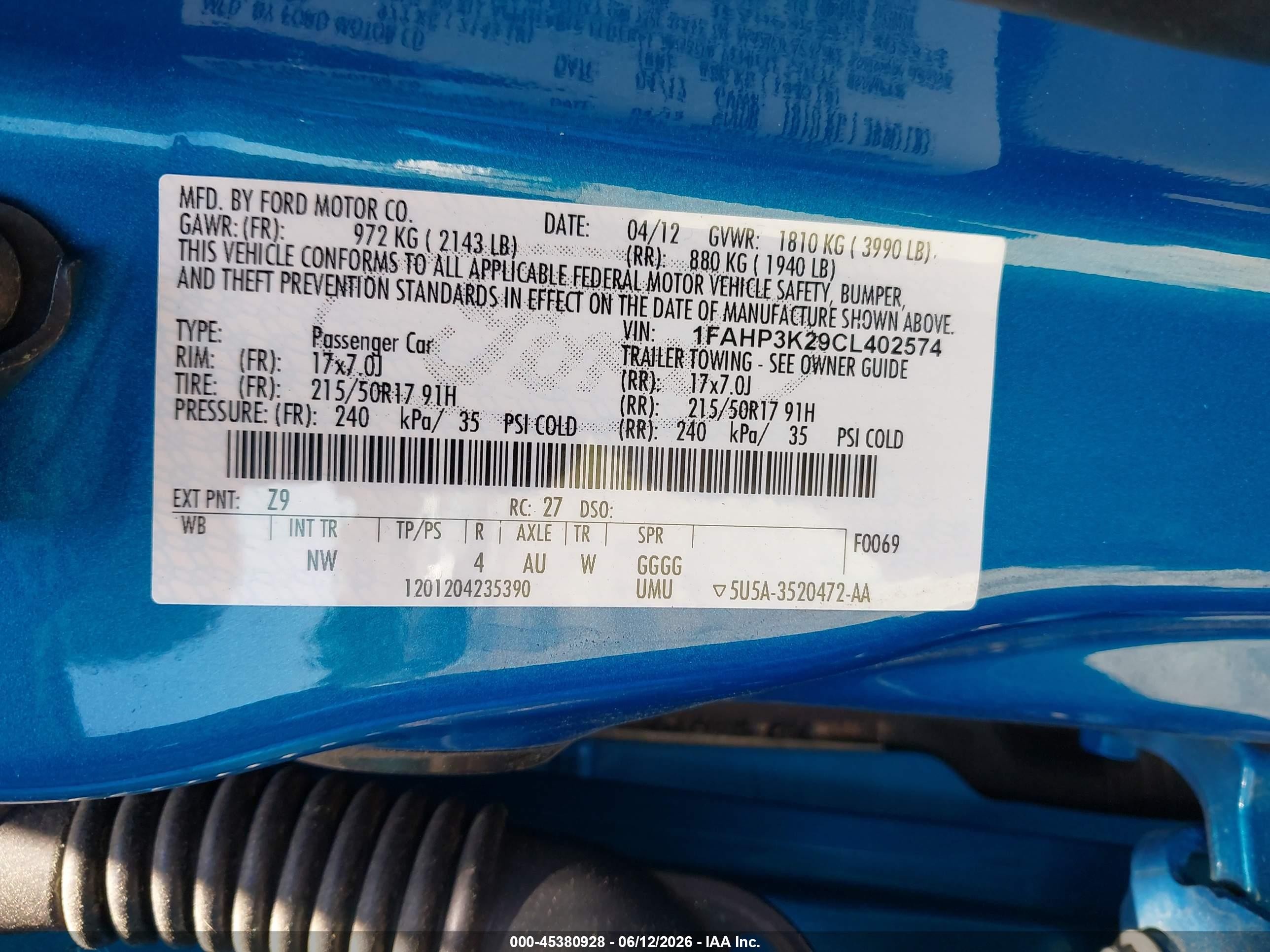 2012 Ford Focus Se Blue vin: 1FAHP3K29CL402574
