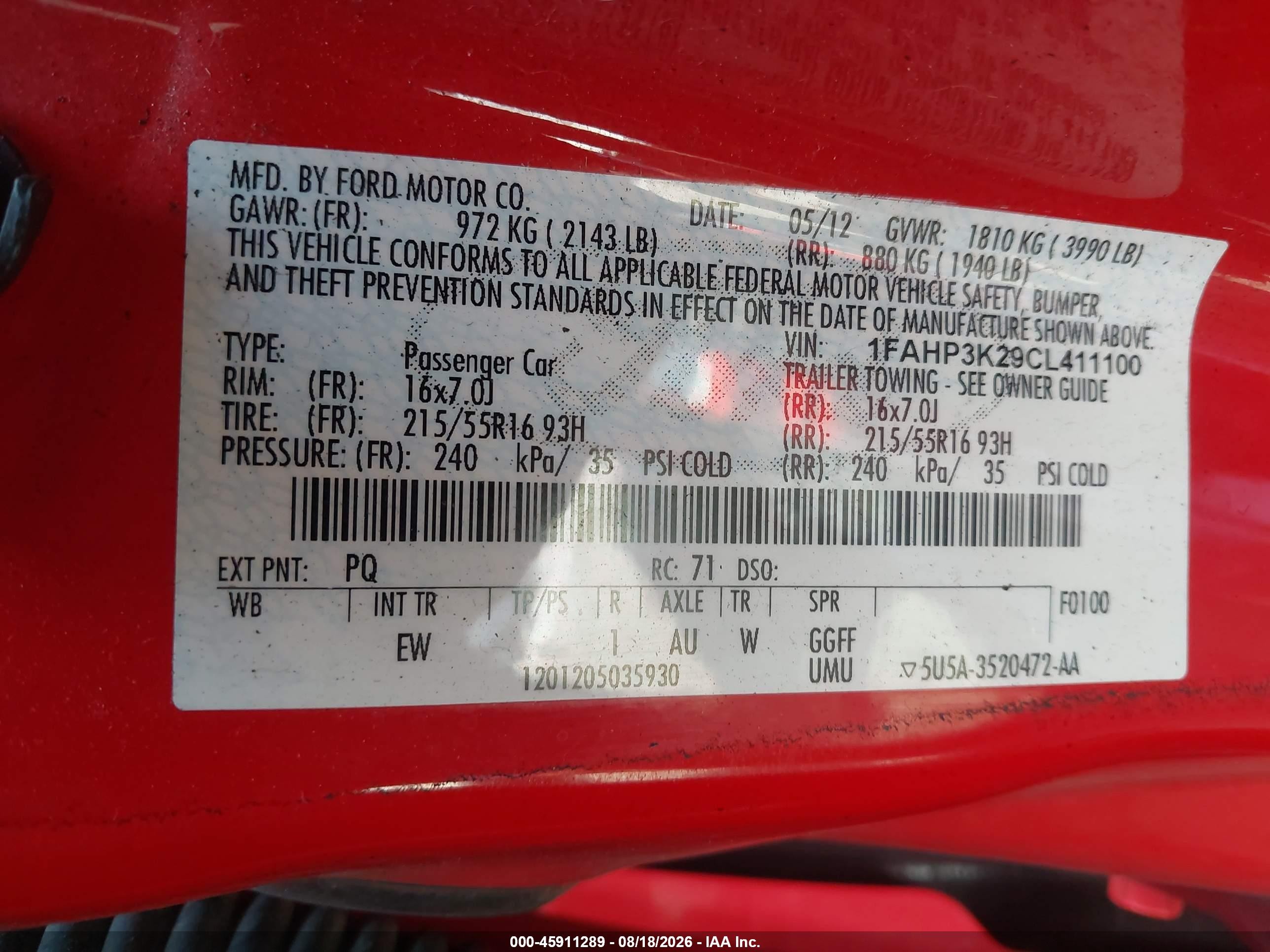 2012 Ford Focus Se Red vin: 1FAHP3K29CL411100