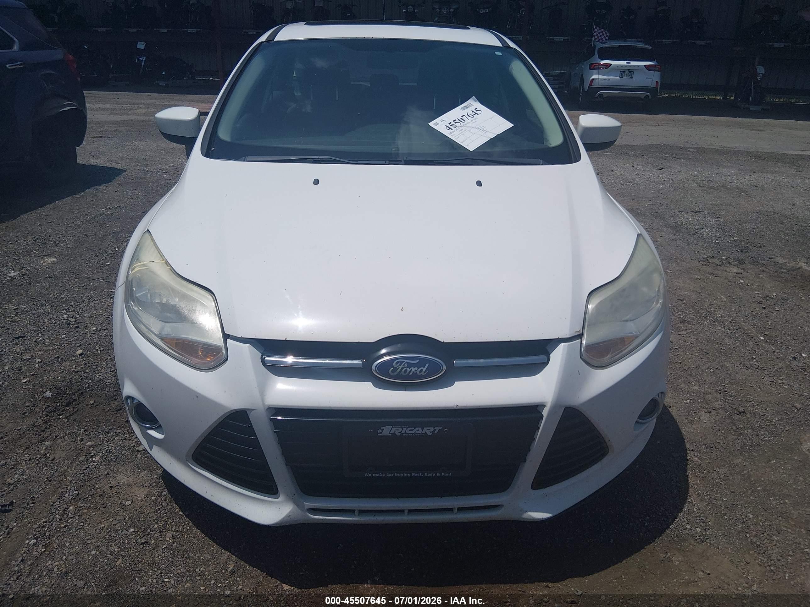 2012 Ford Focus Se White vin: 1FAHP3K2XCL311068
