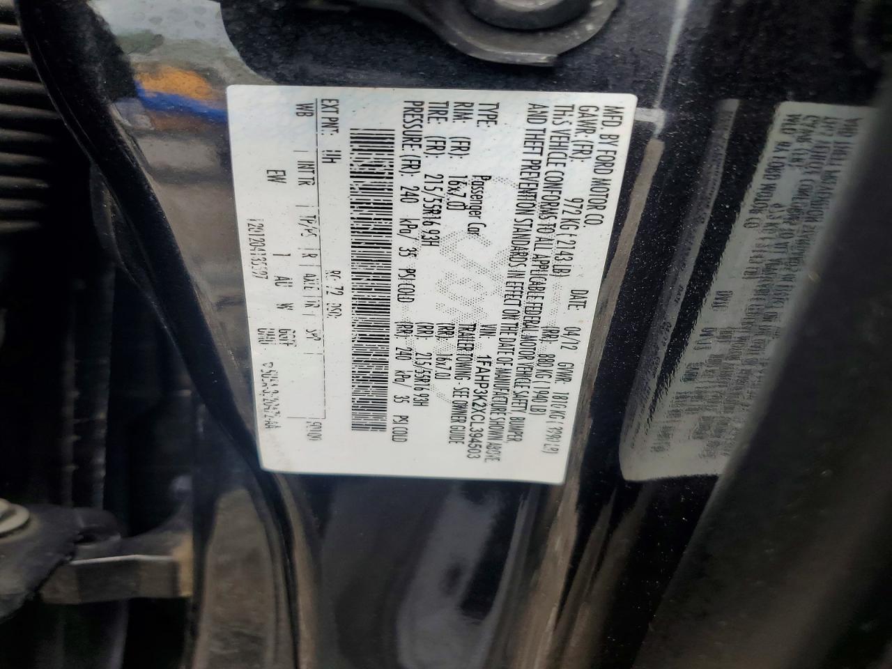 2012 Ford Focus Se Black vin: 1FAHP3K2XCL394503