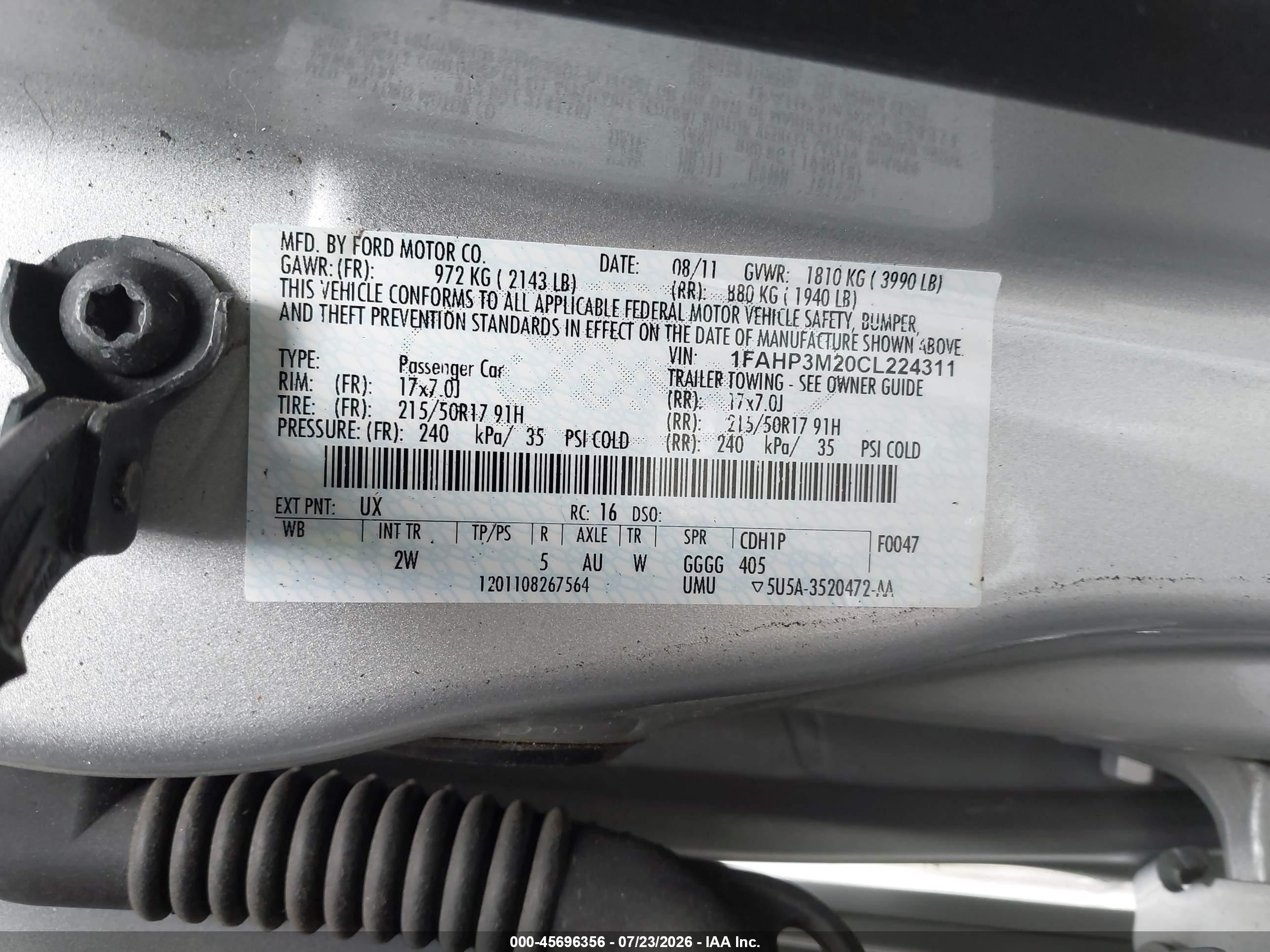 2012 Ford Focus Sel Silver vin: 1FAHP3M20CL224311