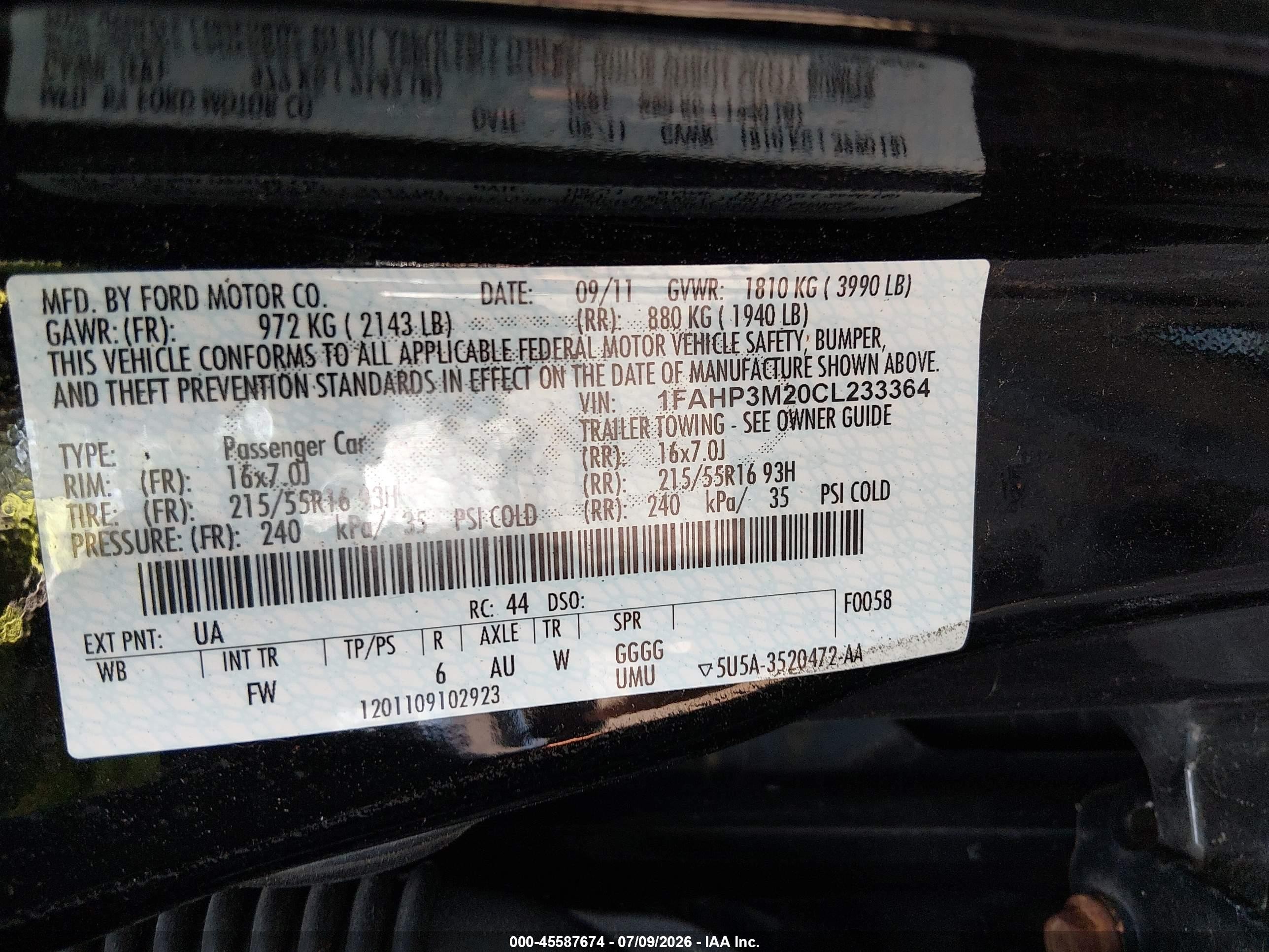 2012 Ford Focus Sel Black vin: 1FAHP3M20CL233364