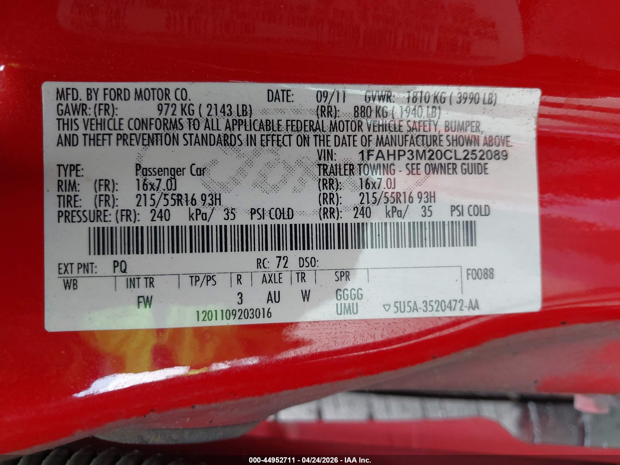 2012 Ford Focus Sel Red vin: 1FAHP3M20CL252089