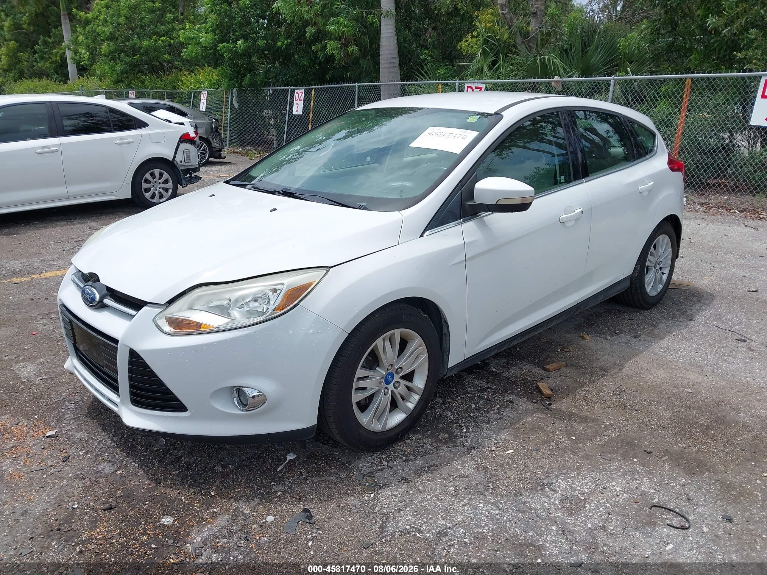 2012 Ford Focus Sel White vin: 1FAHP3M21CL287868