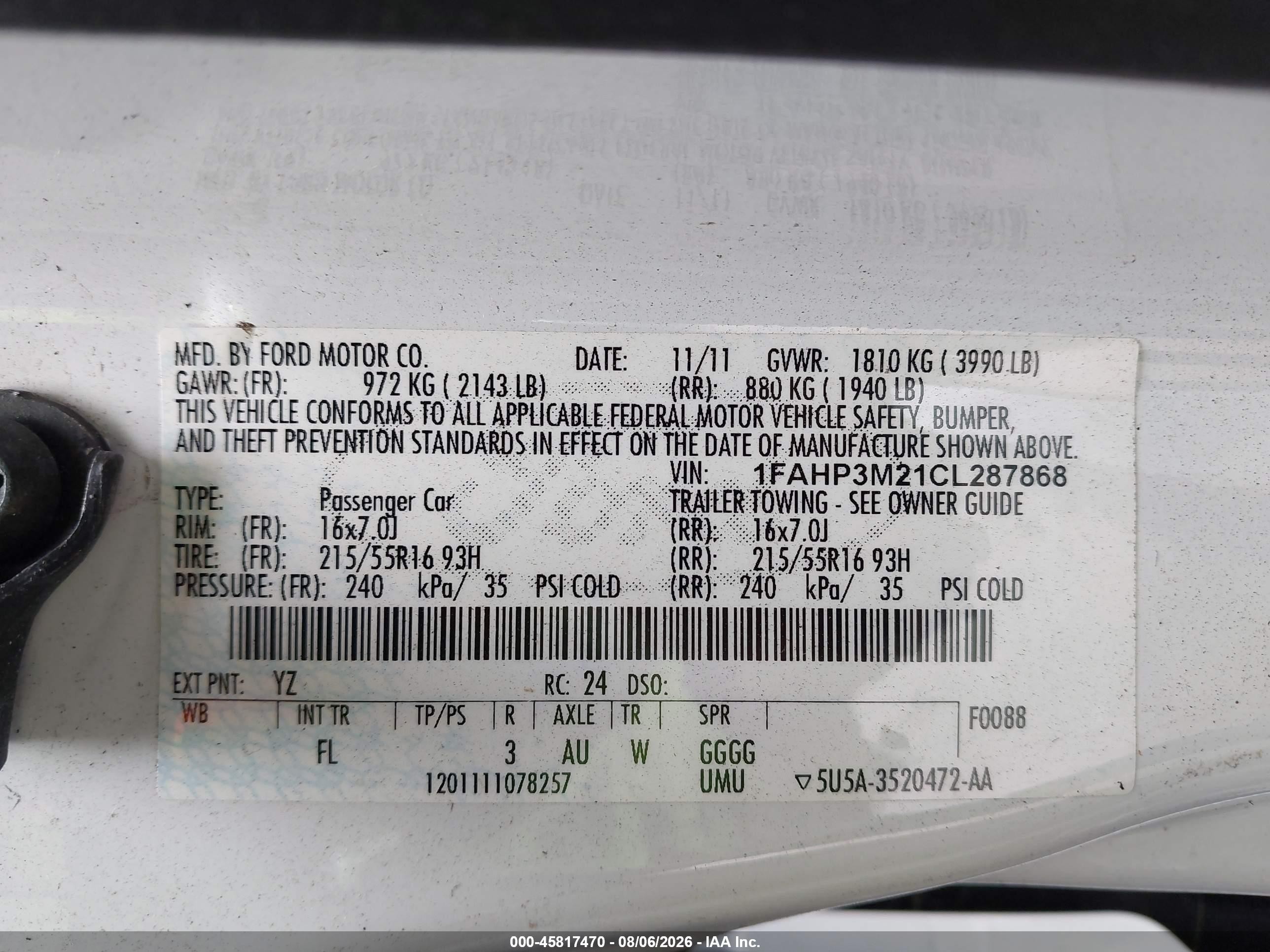 2012 Ford Focus Sel White vin: 1FAHP3M21CL287868