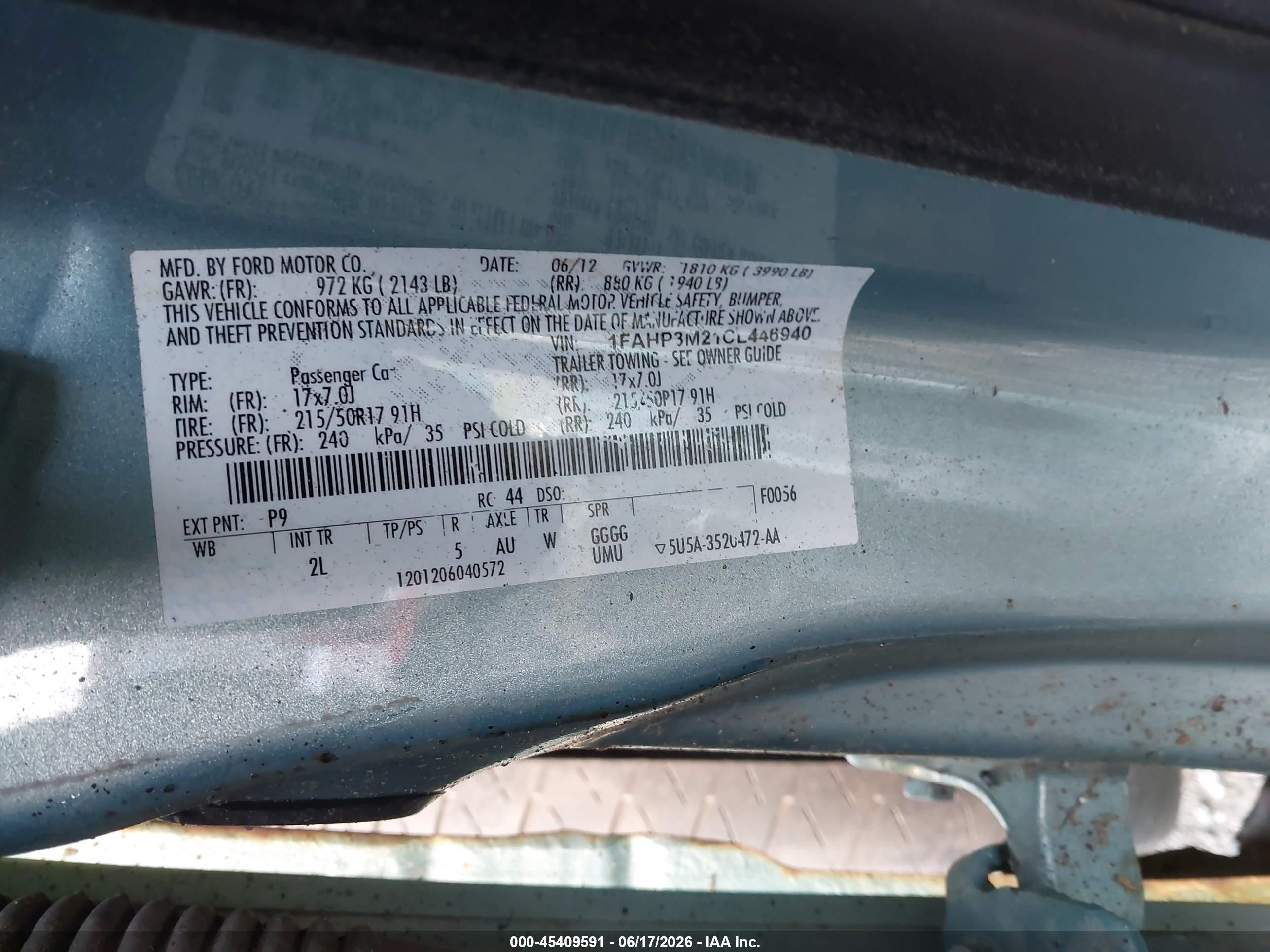2012 Ford Focus Sel Blue vin: 1FAHP3M21CL446940