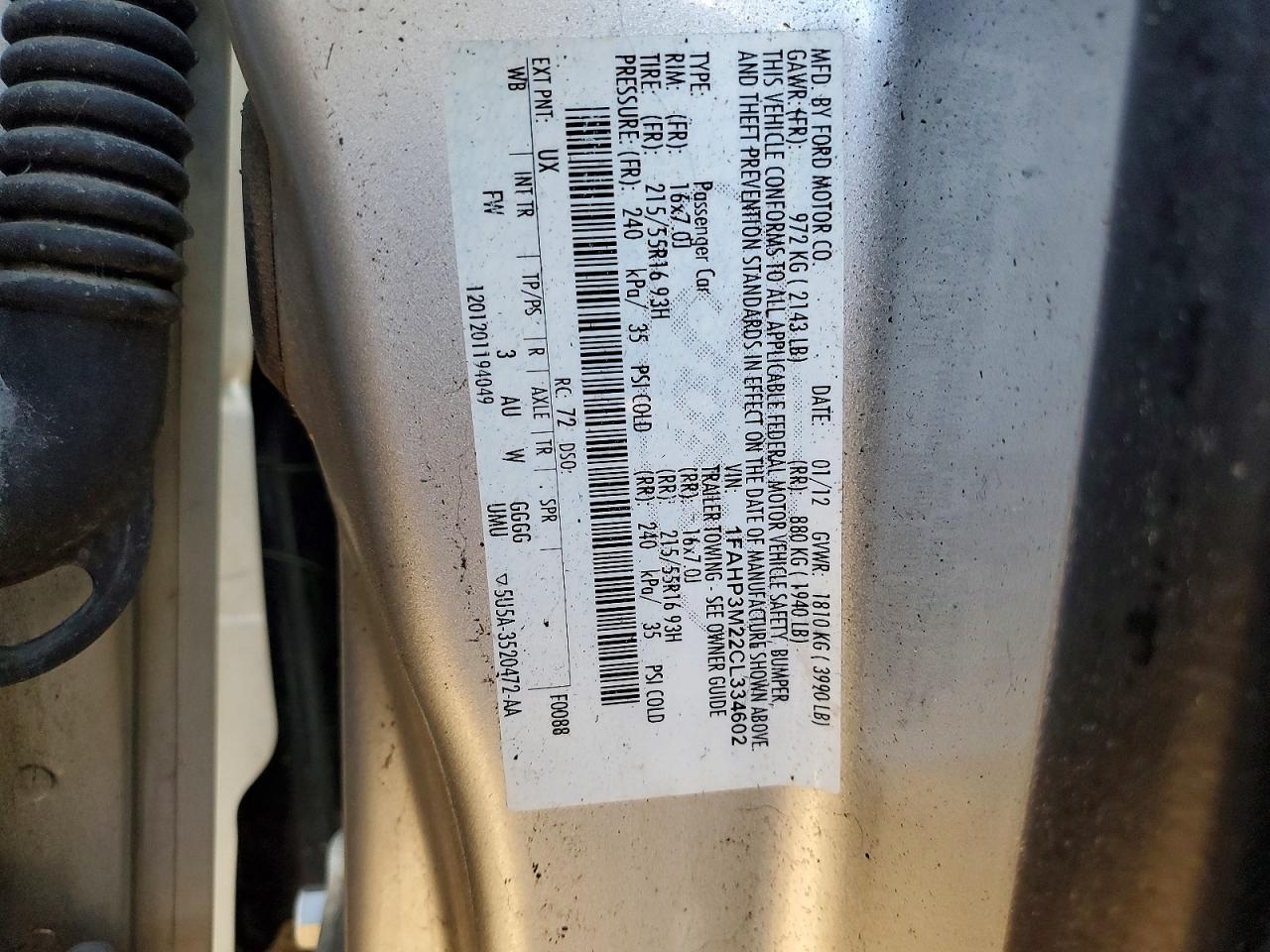 2012 Ford Focus Sel Silver vin: 1FAHP3M22CL334602