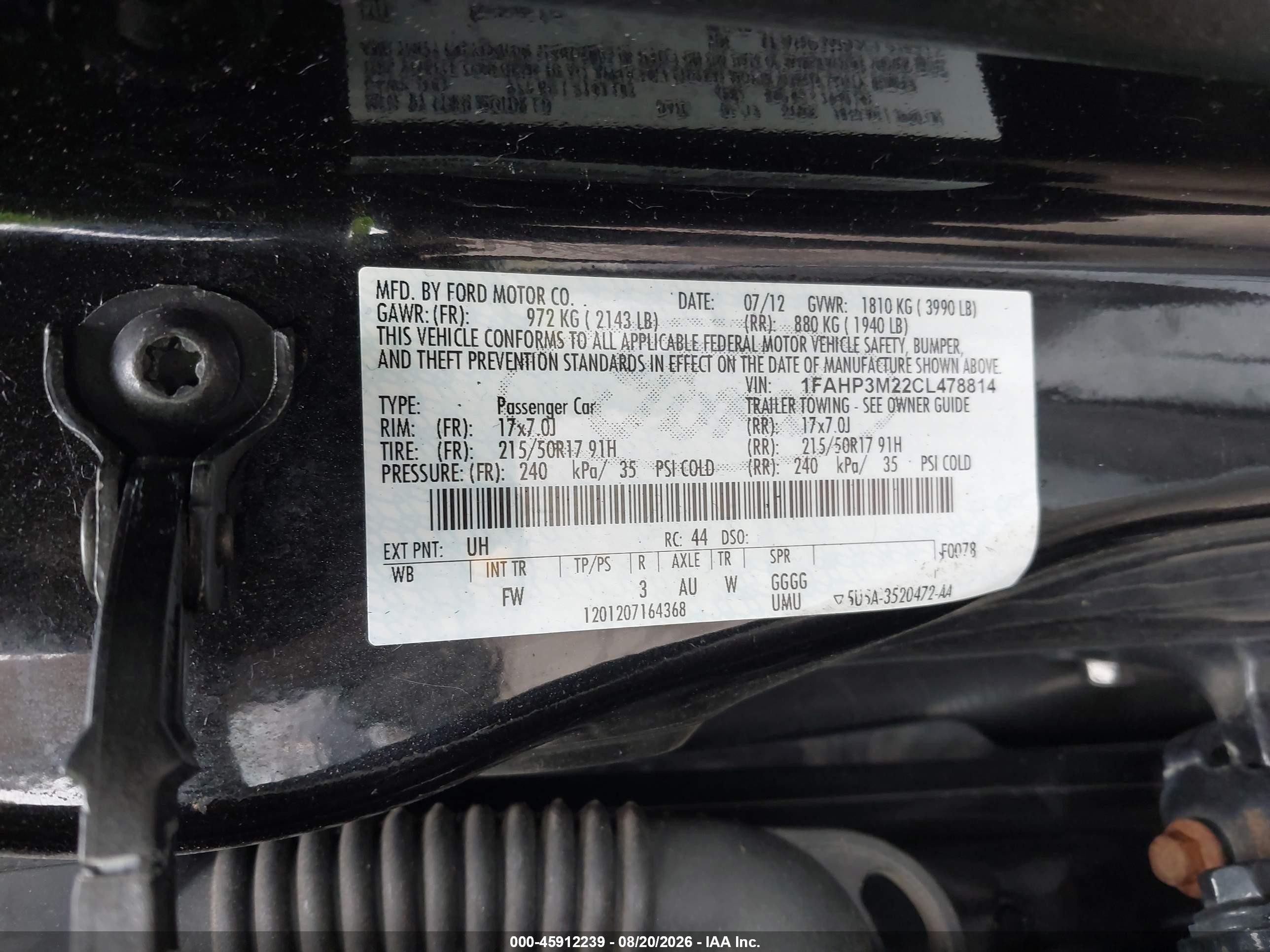 2012 Ford Focus Sel Black vin: 1FAHP3M22CL478814