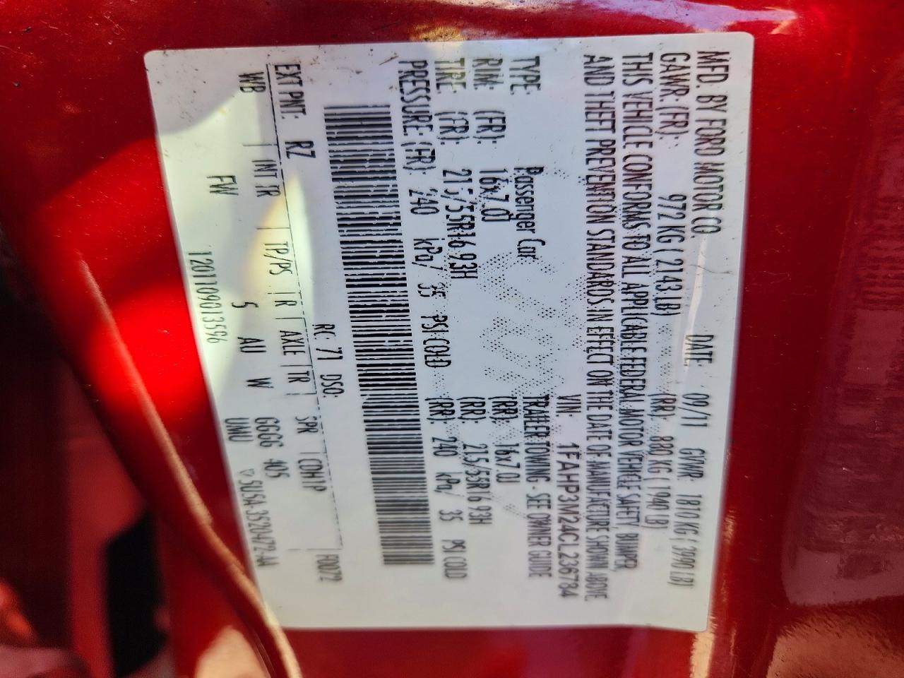 2012 Ford Focus Sel Red vin: 1FAHP3M24CL236784