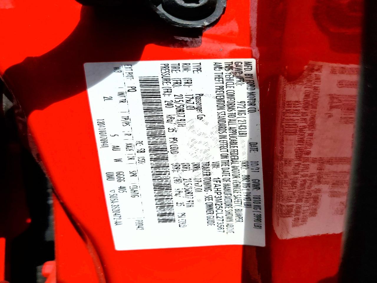 2012 Ford Focus Sel Red vin: 1FAHP3M25CL273567