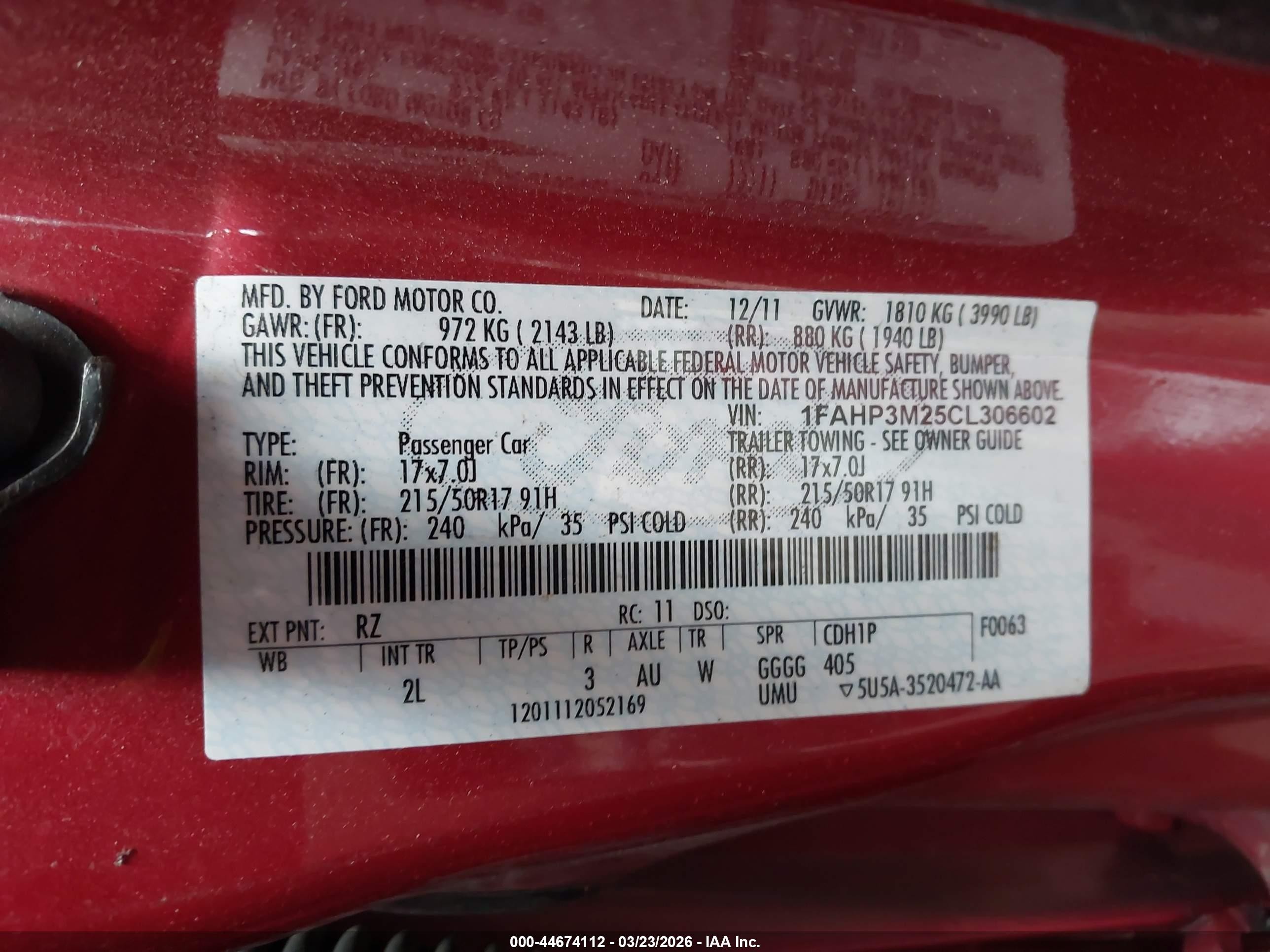 2012 Ford Focus Sel Red vin: 1FAHP3M25CL306602