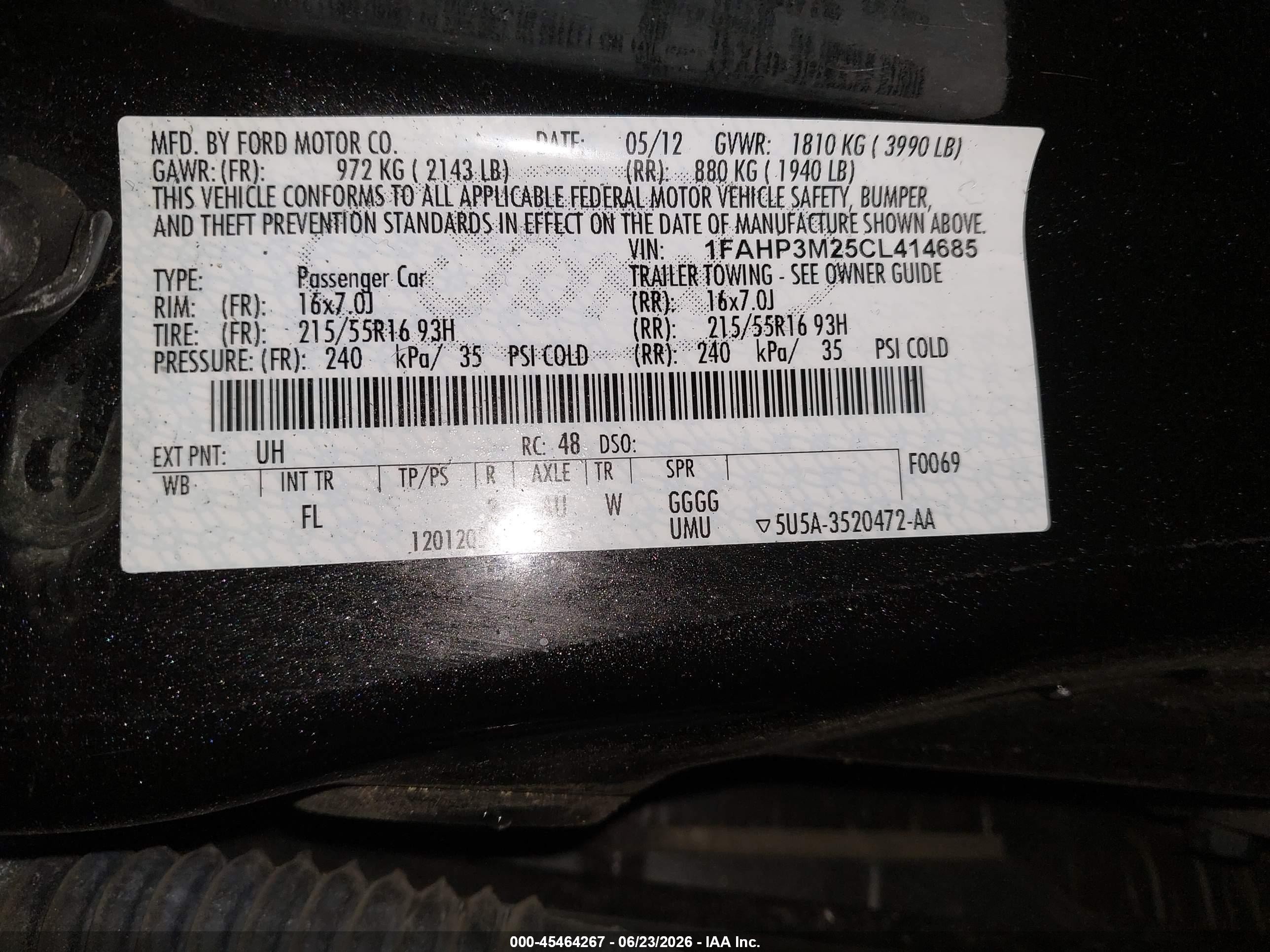 2012 Ford Focus Sel Black vin: 1FAHP3M25CL414685