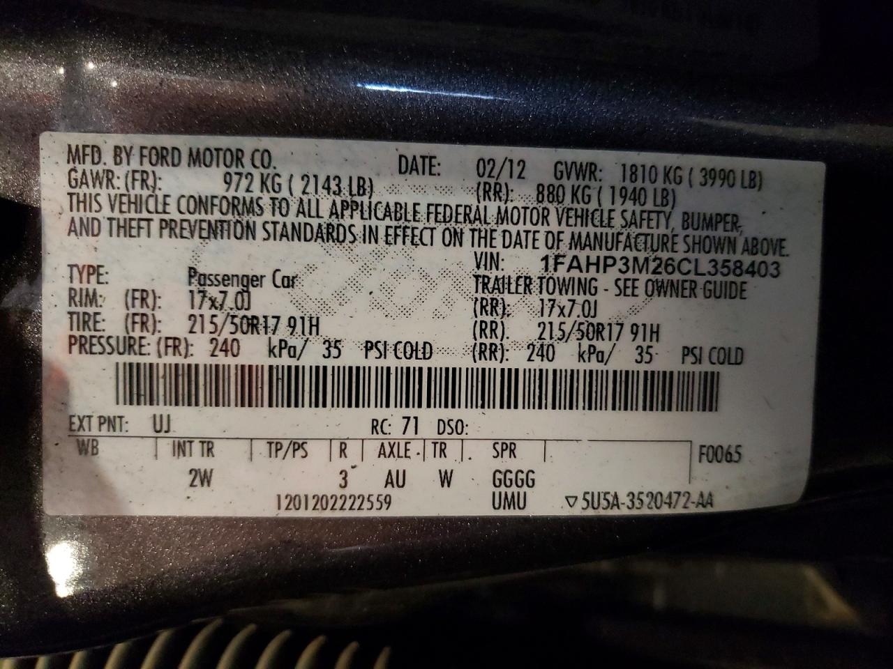 2012 Ford Focus Sel Gray vin: 1FAHP3M26CL358403