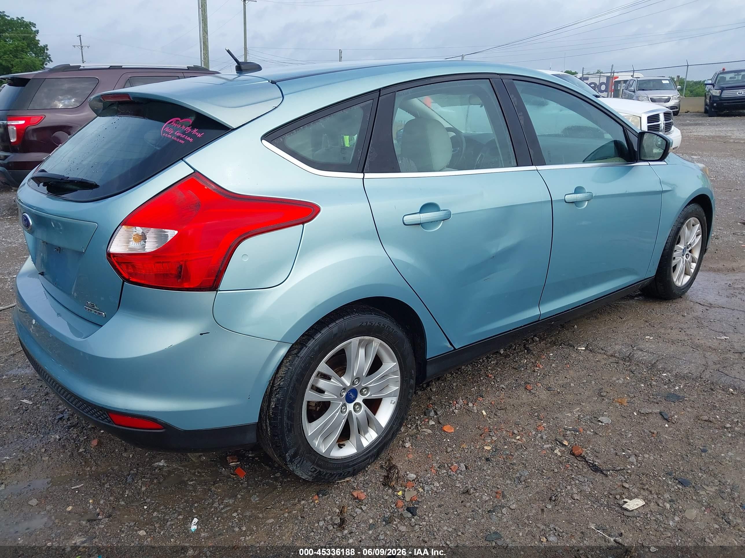 2012 Ford Focus Sel Teal vin: 1FAHP3M26CL403727