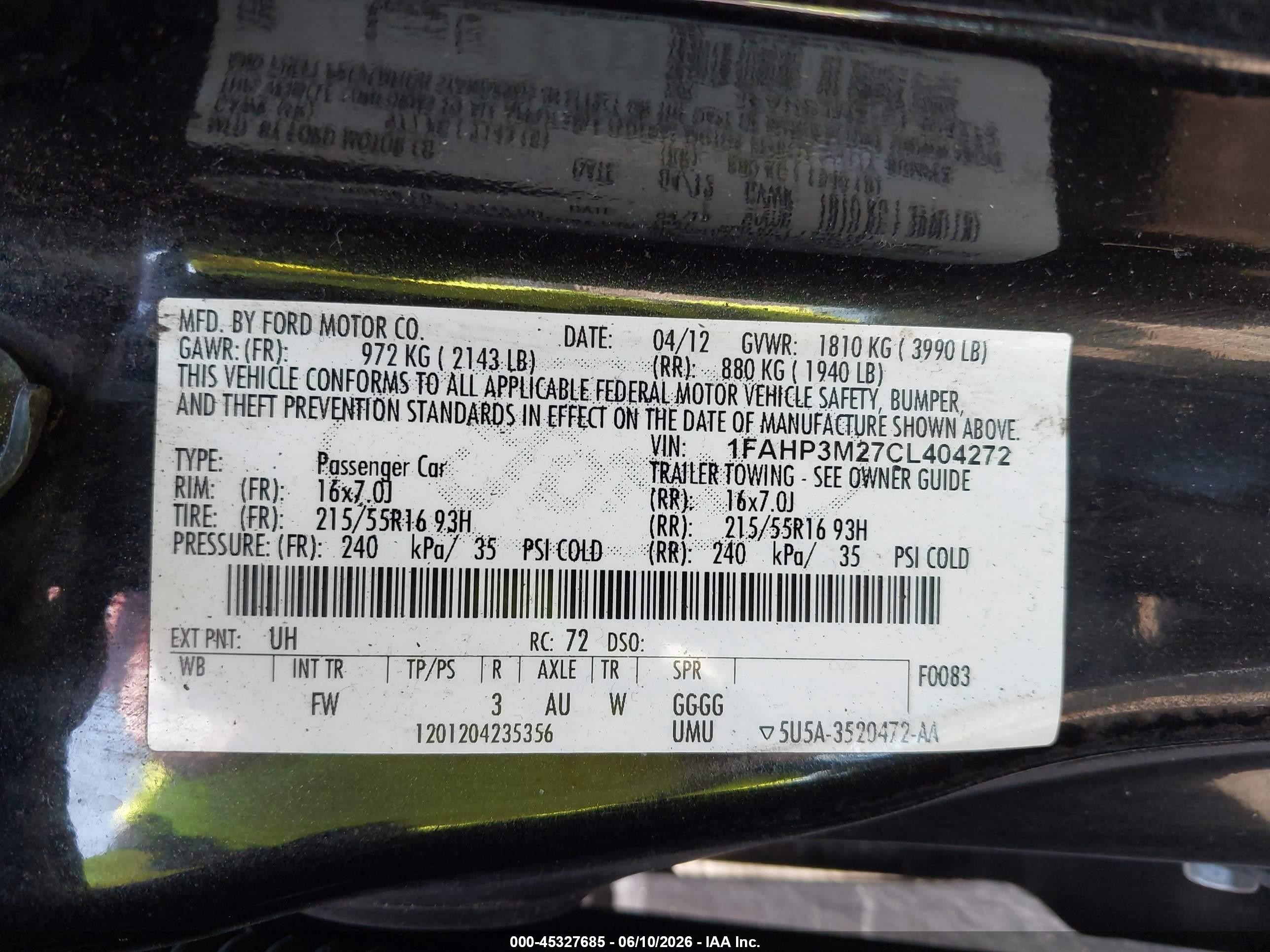 2012 Ford Focus Sel Black vin: 1FAHP3M27CL404272