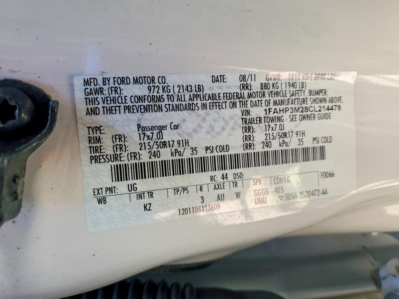 2012 Ford Focus Sel White vin: 1FAHP3M28CL214478