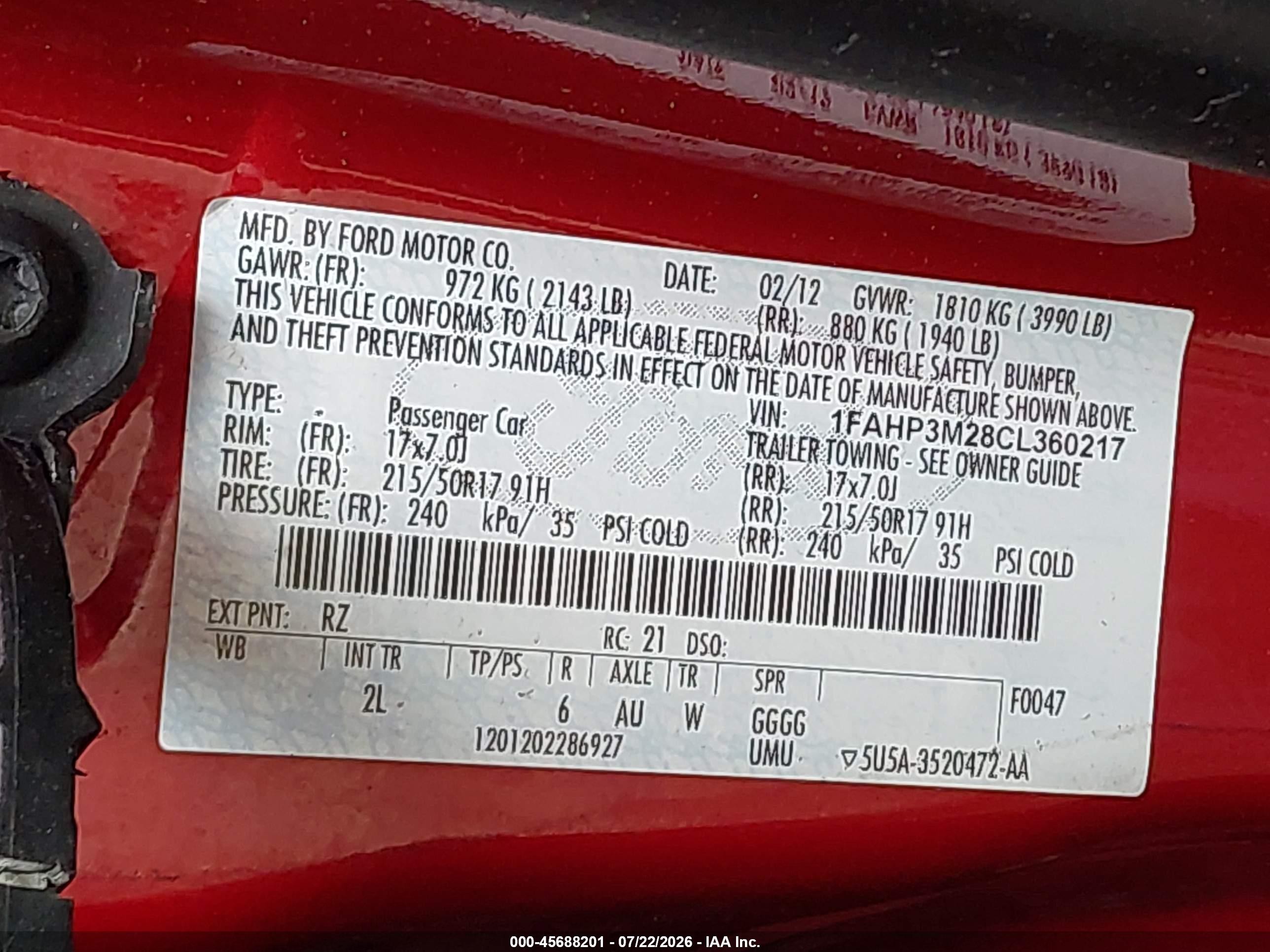 2012 Ford Focus Sel Red vin: 1FAHP3M28CL360217