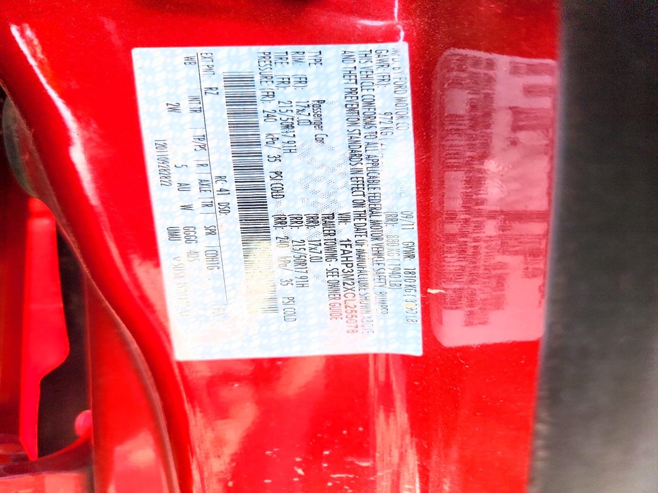 2012 Ford Focus Sel Red vin: 1FAHP3M2XCL255078