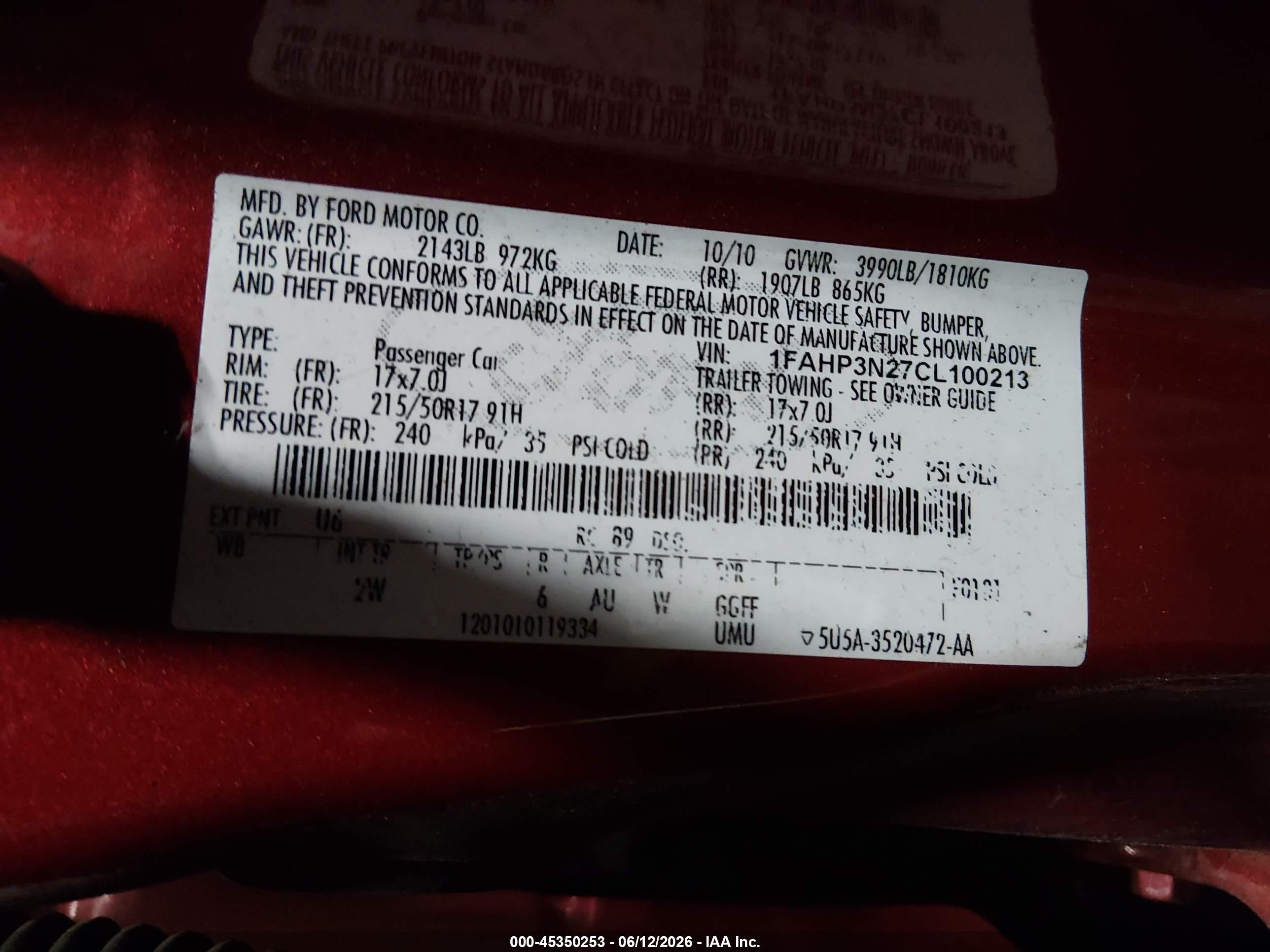 2012 Ford Focus Titanium Красный vin: 1FAHP3N27CL100213