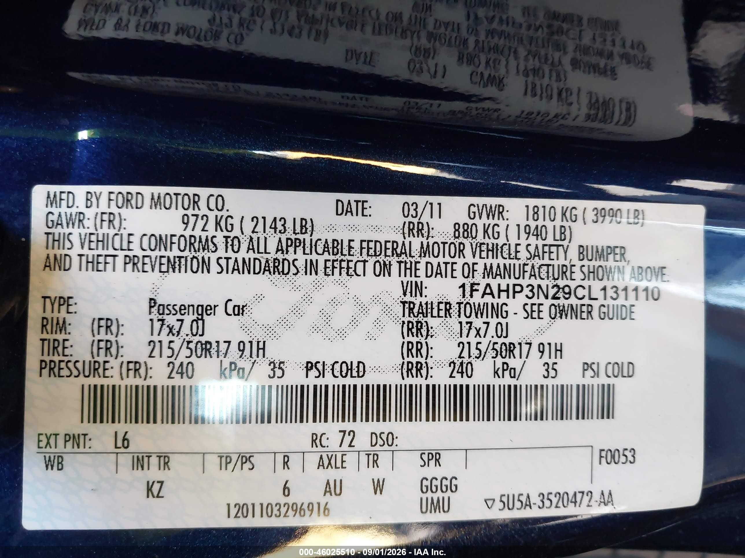 2012 Ford Focus Titanium Blue vin: 1FAHP3N29CL131110