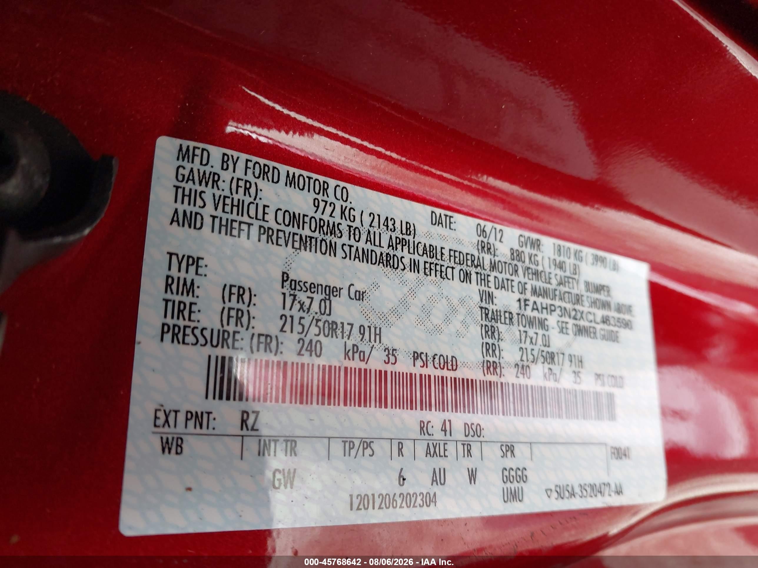 2012 Ford Focus Titanium Red vin: 1FAHP3N2XCL463590