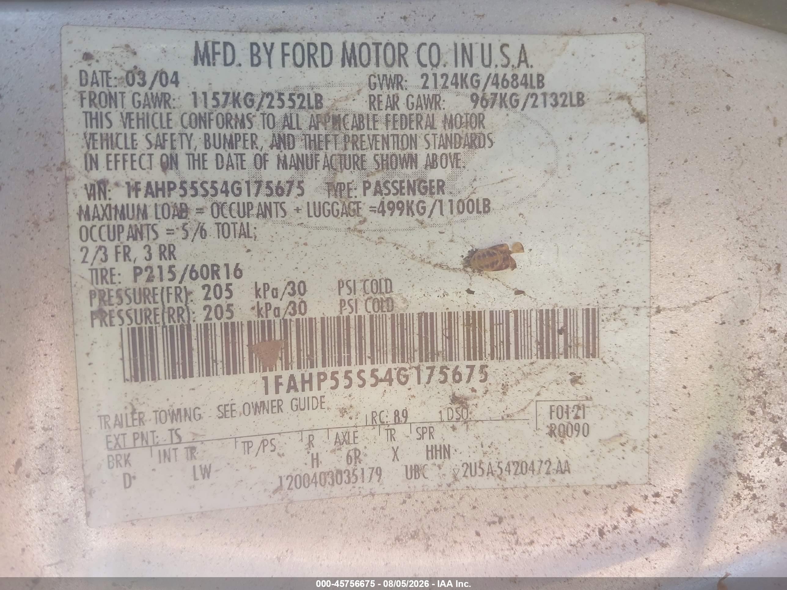 2004 Ford Taurus Ses Серебряный vin: 1FAHP55S54G175675
